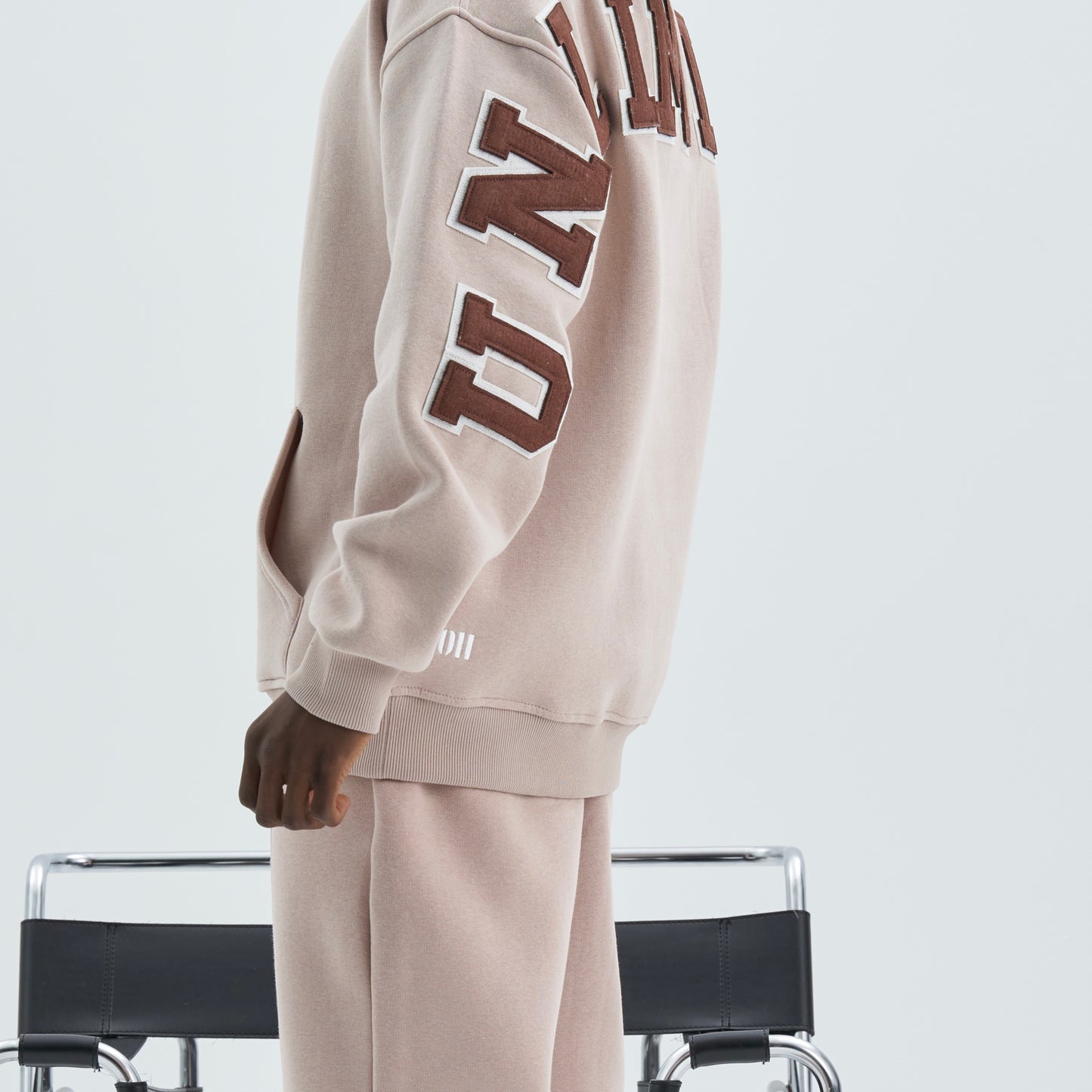 Zipper Drop Shoulder Hoodie "UNLIMITED"