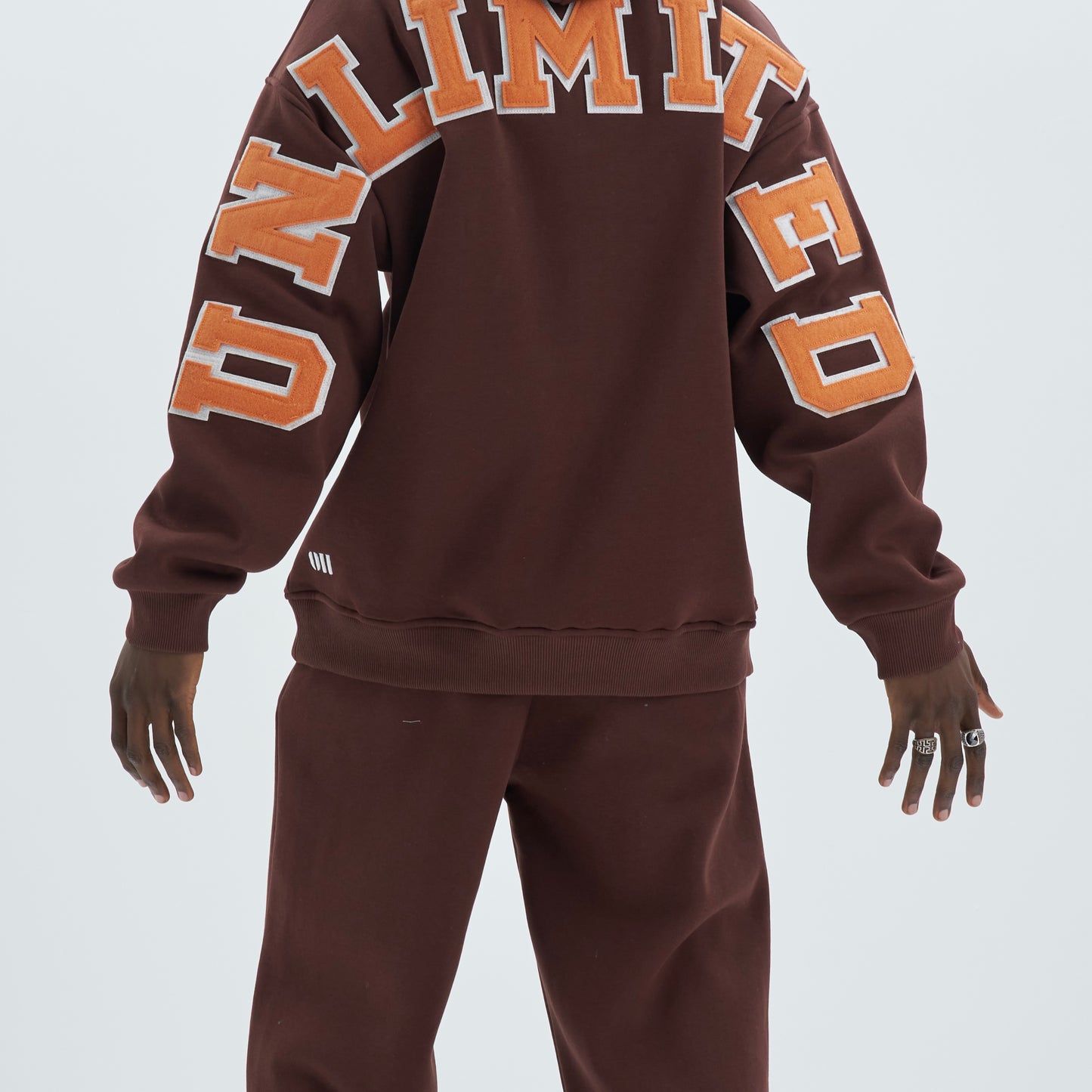 Zipper Drop Shoulder Hoodie "UNLIMITED"
