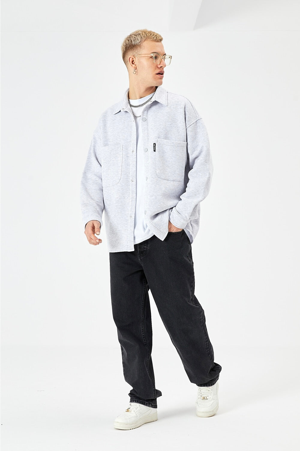 Hemdjacke aus Baumwolle in Oversize Fit Übergangsjacke