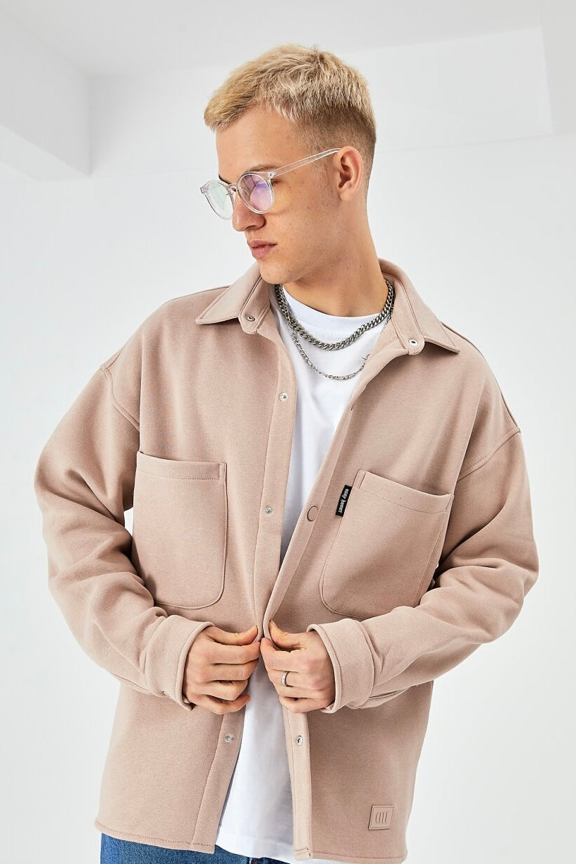 Hemdjacke aus Baumwolle in Oversize Fit Übergangsjacke