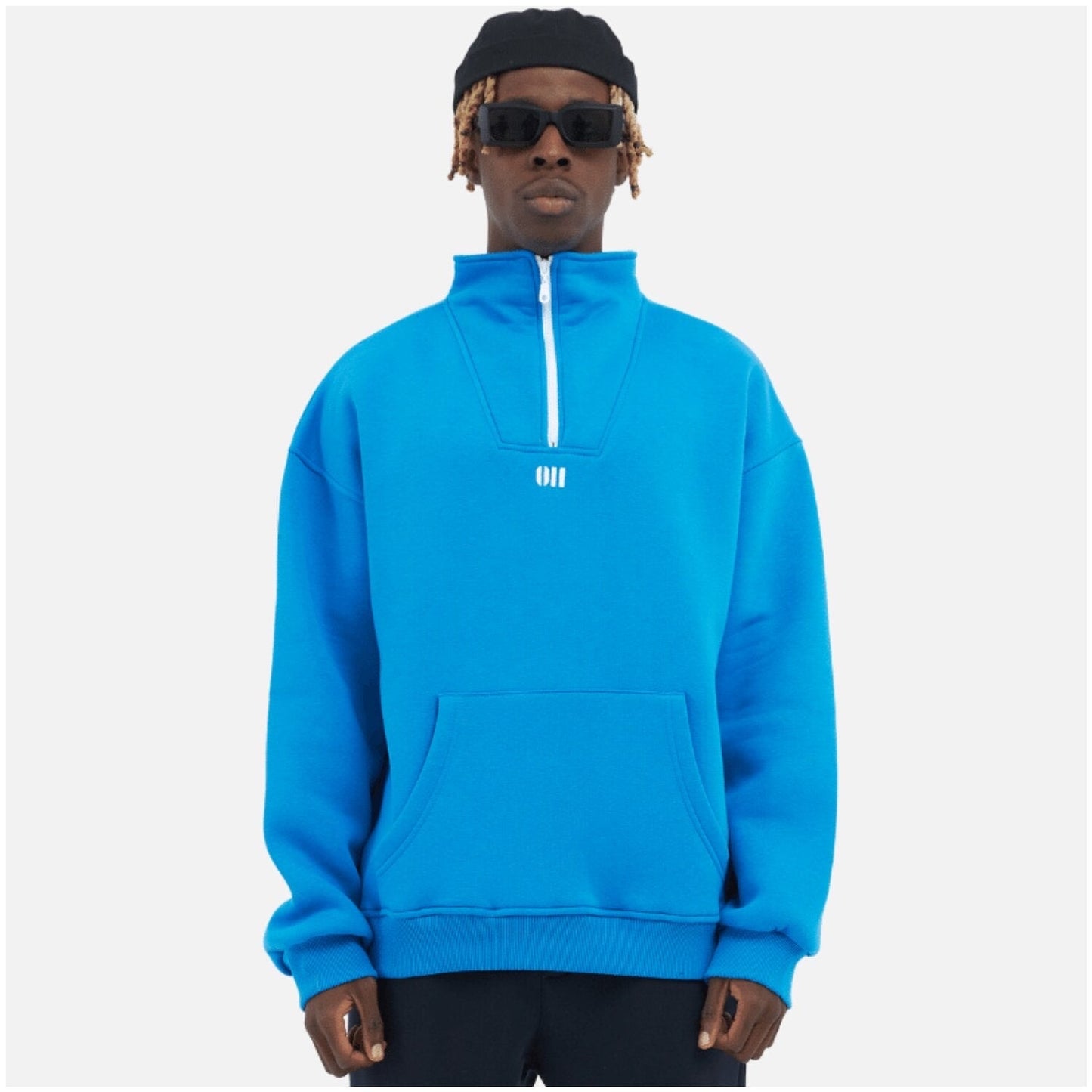 Zipper Drop Shoulder Hoodie "UNLIMITED"