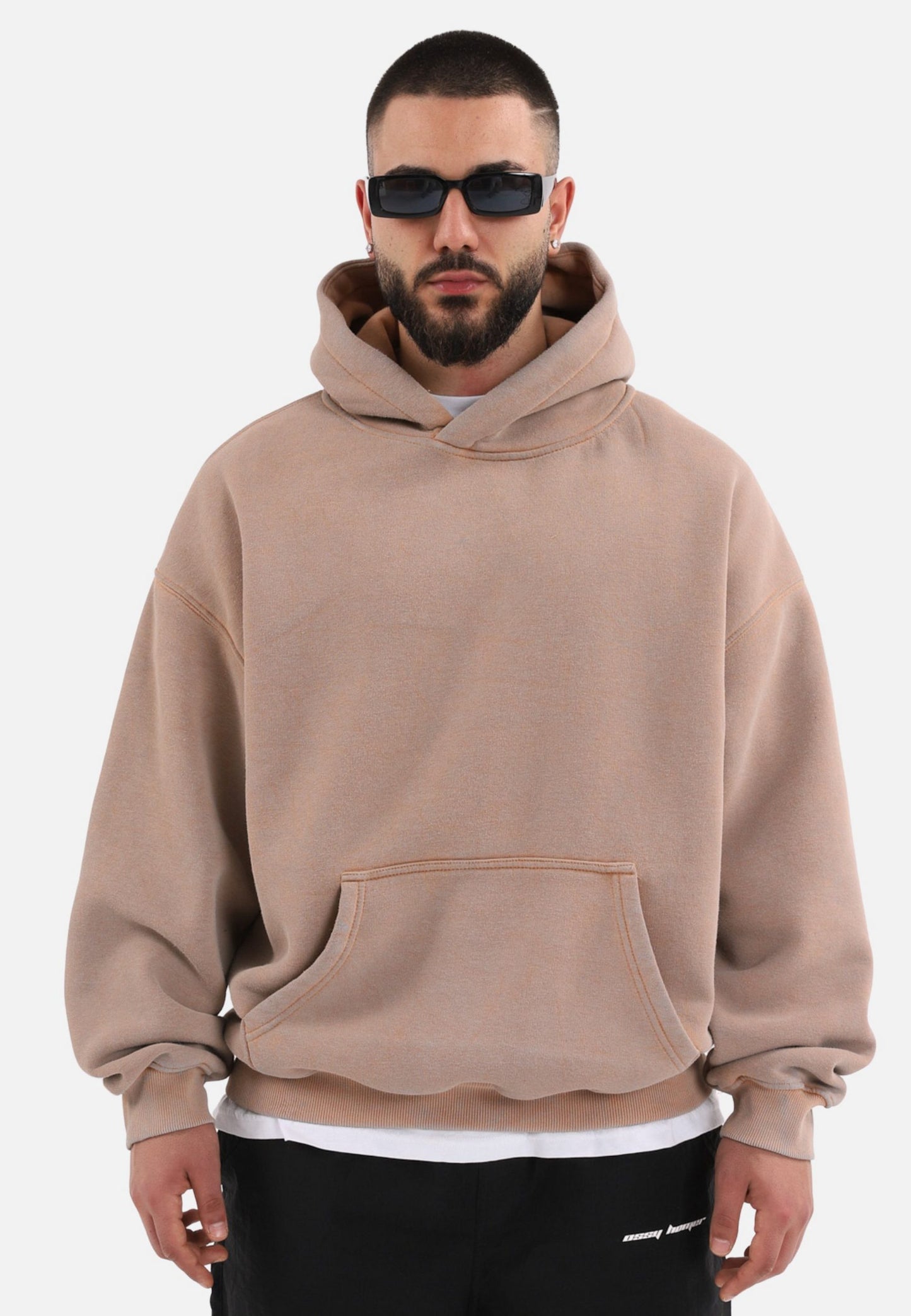 einfarbiger Washed Basic Oversized Hoodie Kapuzenpullover Unisex