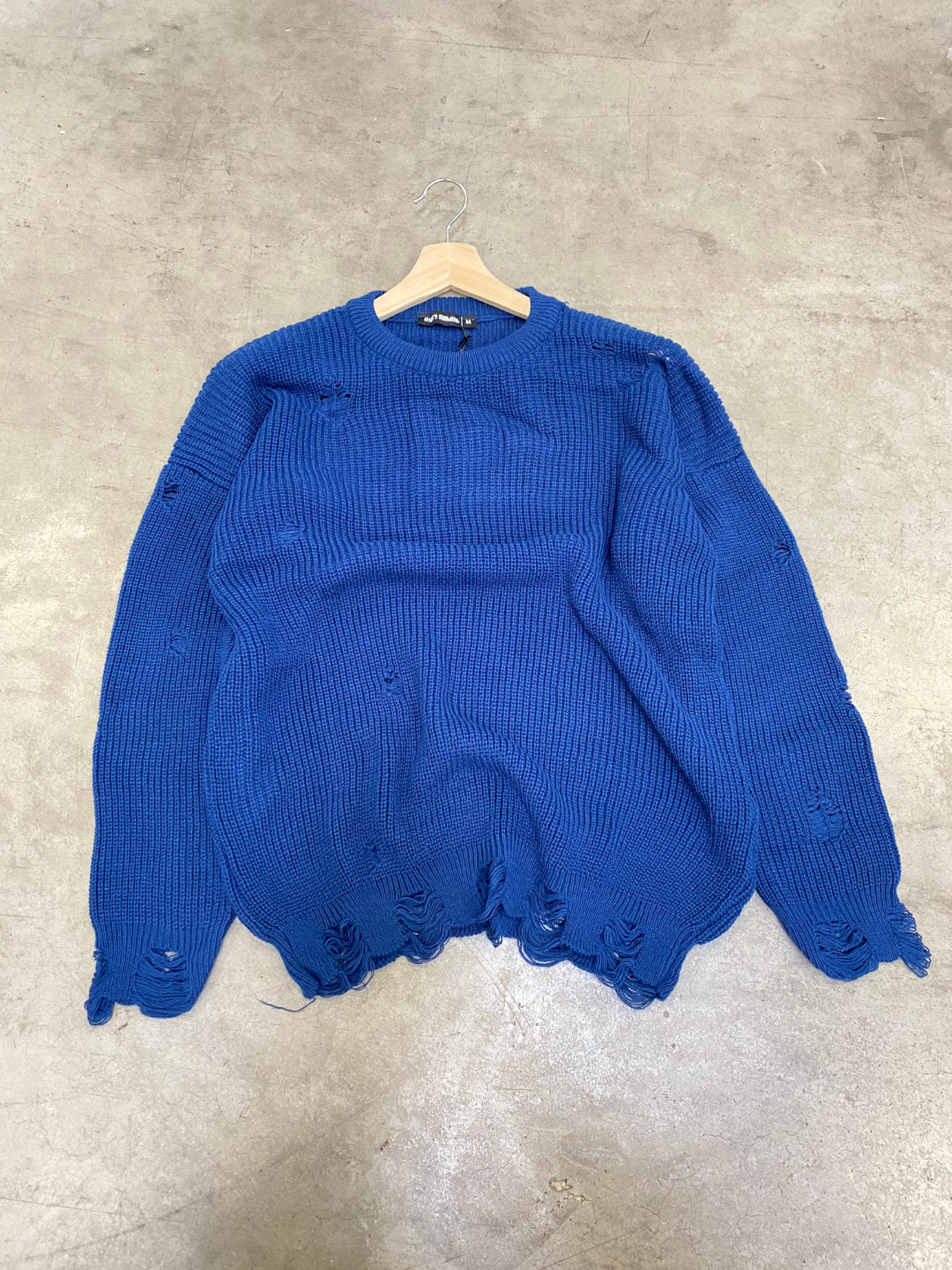 Männer Knit mit Riss Drop Shoulder Pullover Oversize