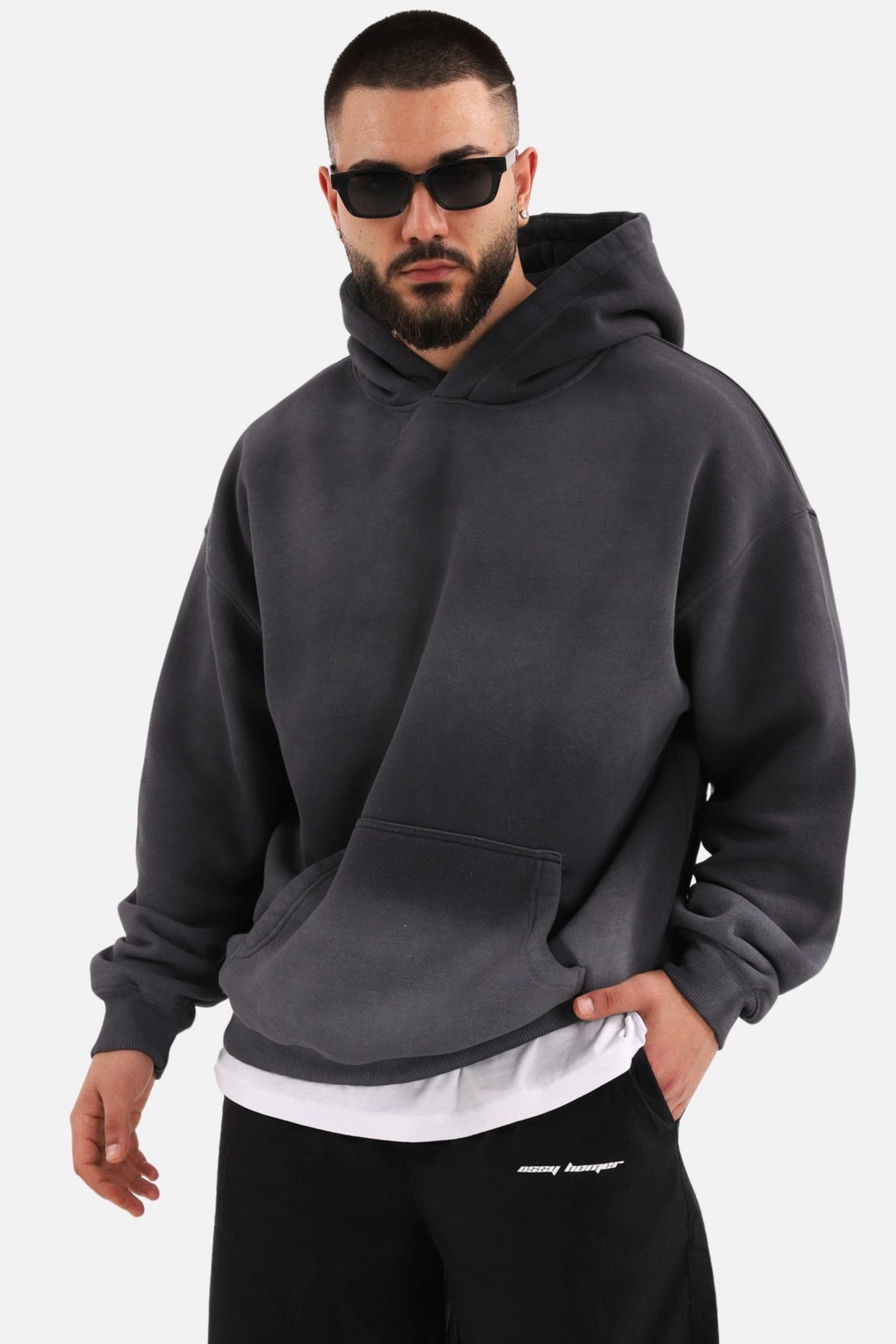 einfarbiger Spray Basic Oversized Hoodie Kapuzenpullover Unisex