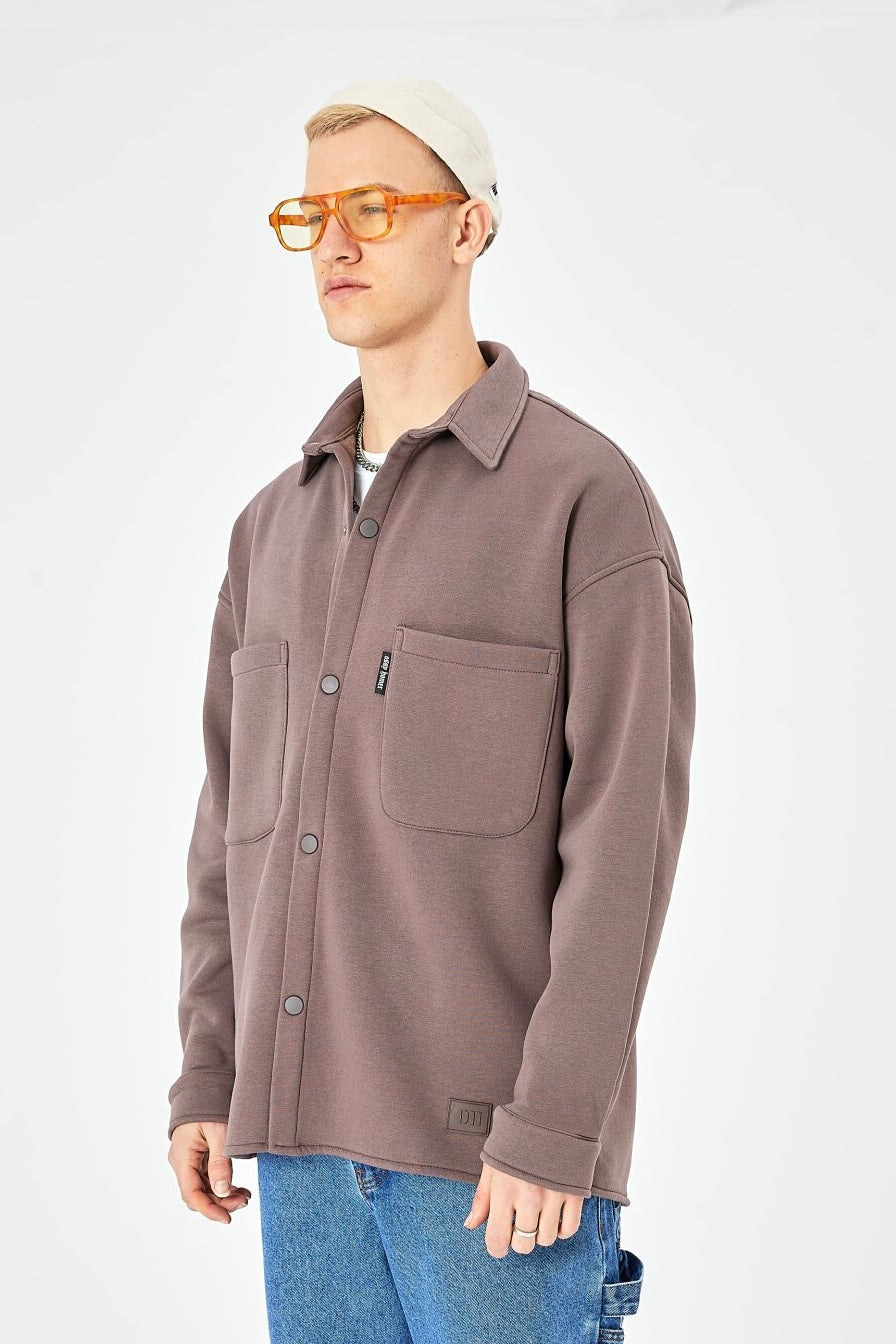 Hemdjacke aus Baumwolle in Oversize Fit Übergangsjacke