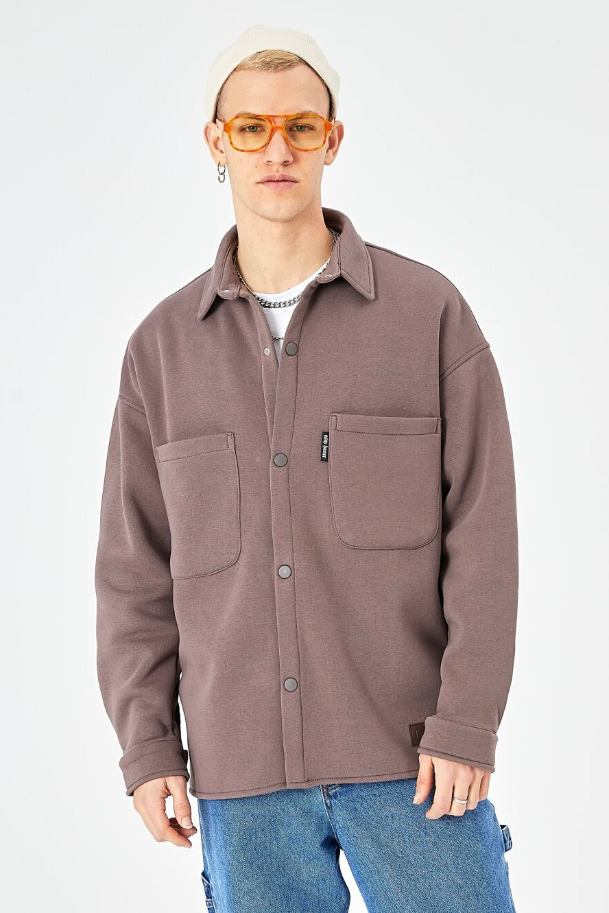 Hemdjacke aus Baumwolle in Oversize Fit Übergangsjacke