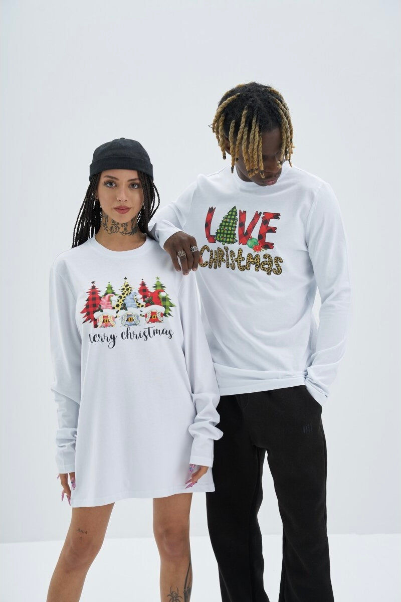 Christmas Oversize Cotton Sweatshirt Unisex weiß
