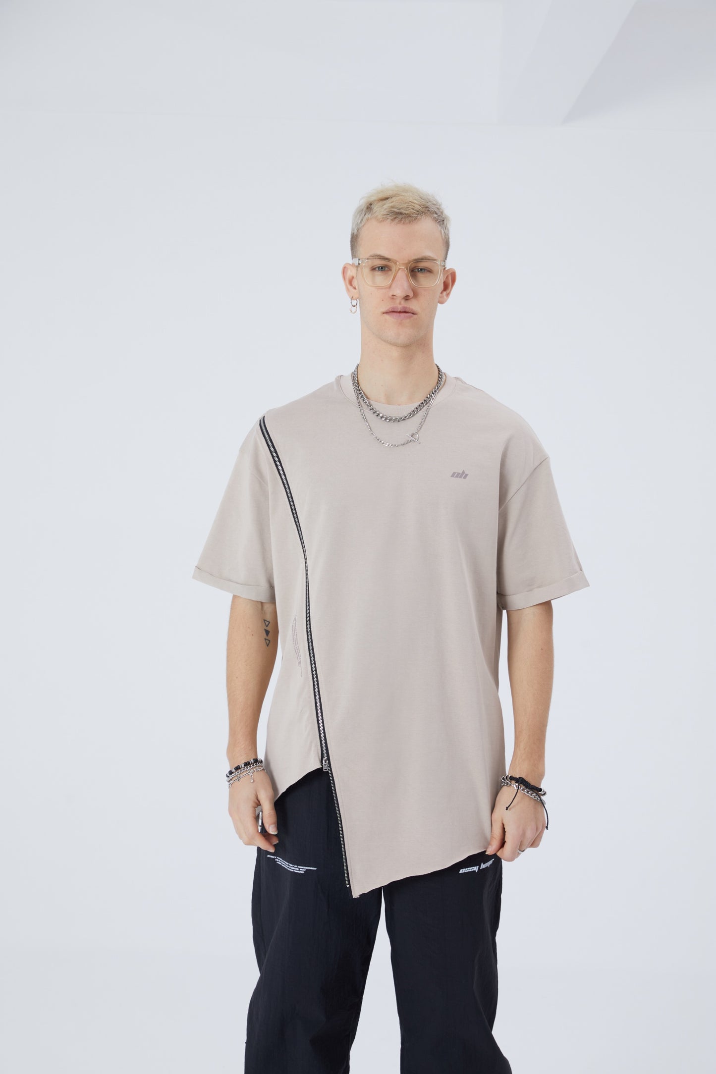 Herren ZIP T-Shirt 320gsm 100% Cotton Oversize Fit