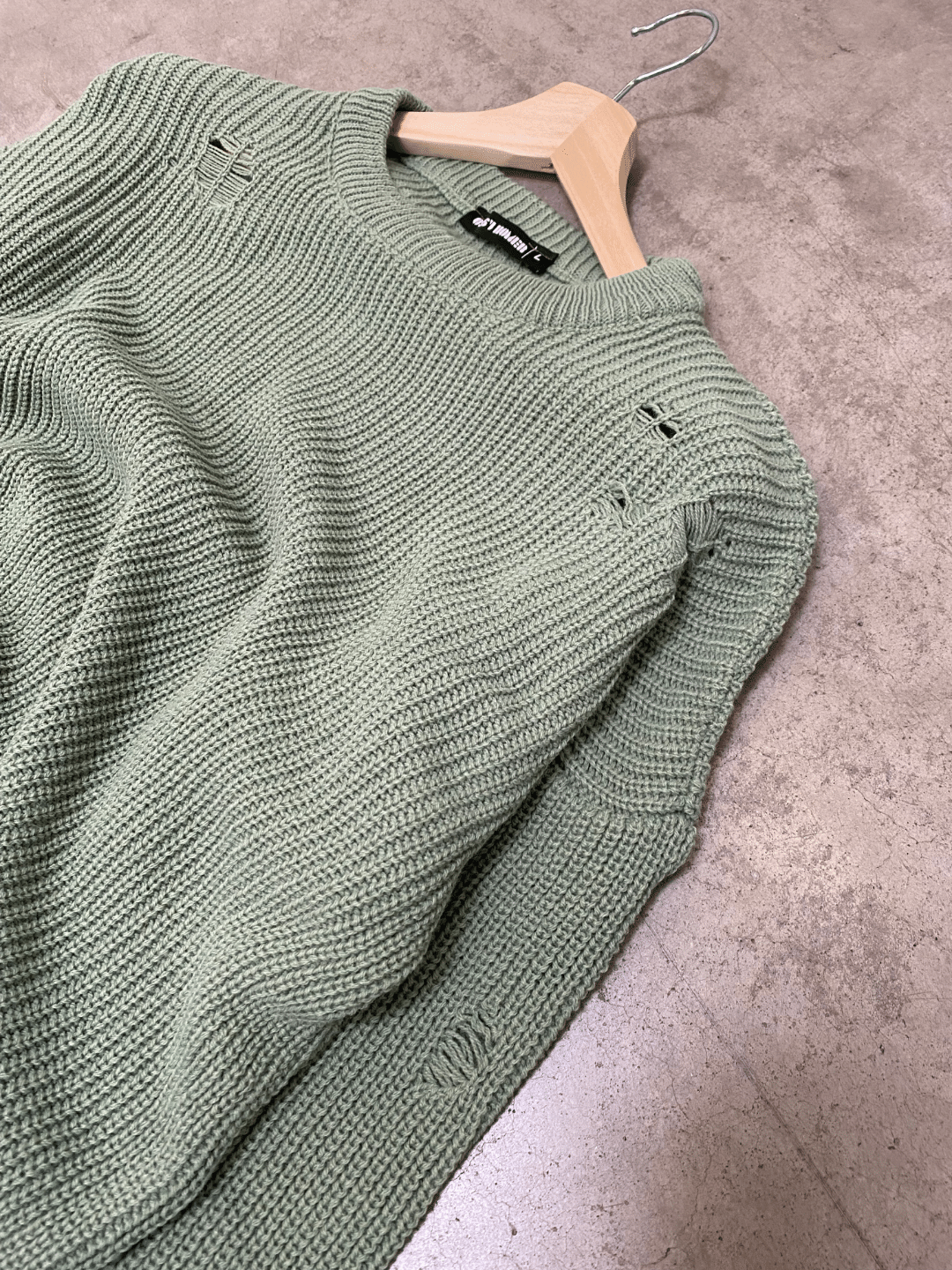Männer Knit mit Riss Drop Shoulder Pullover Oversize