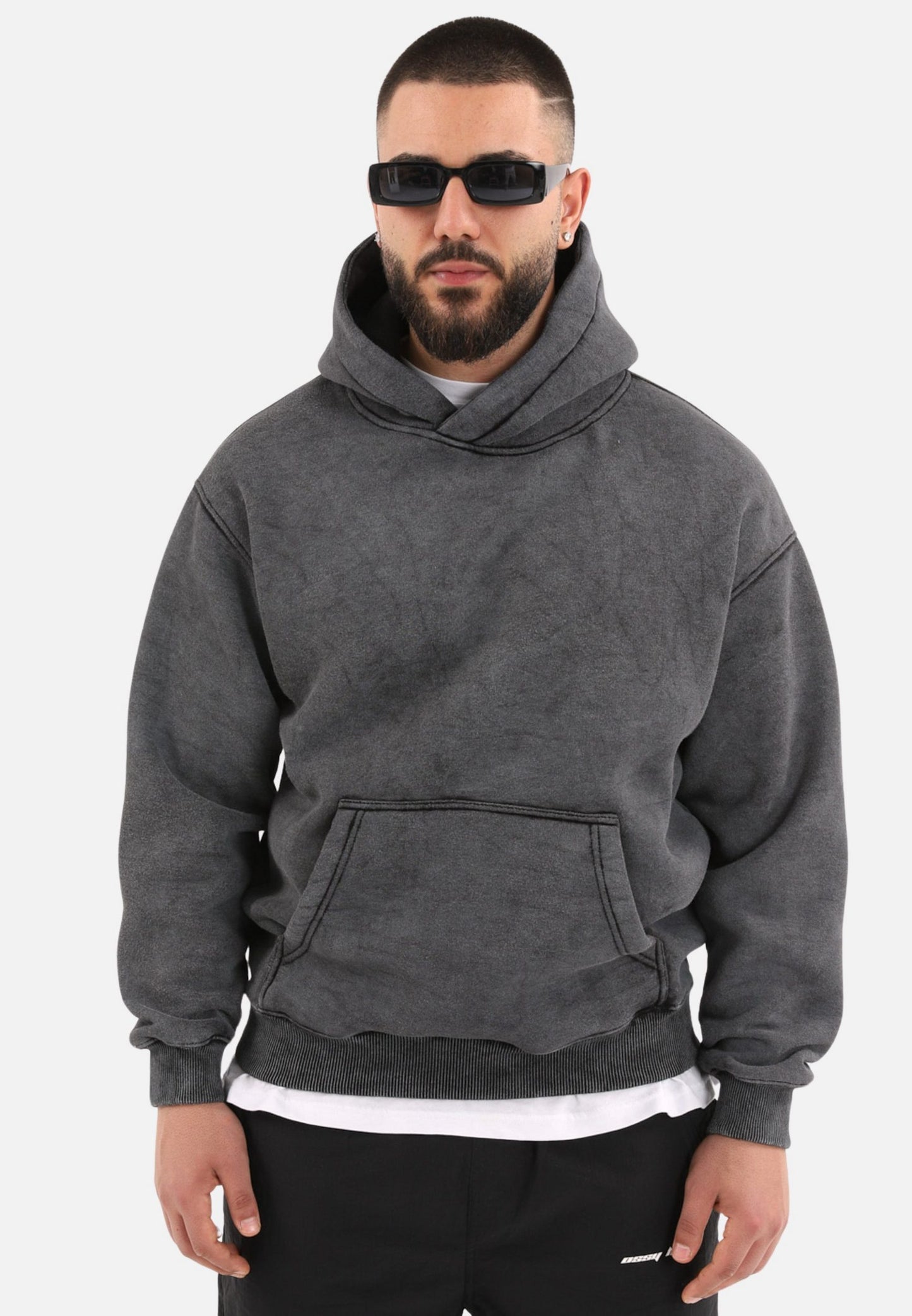 einfarbiger Washed Basic Oversized Hoodie Kapuzenpullover Unisex