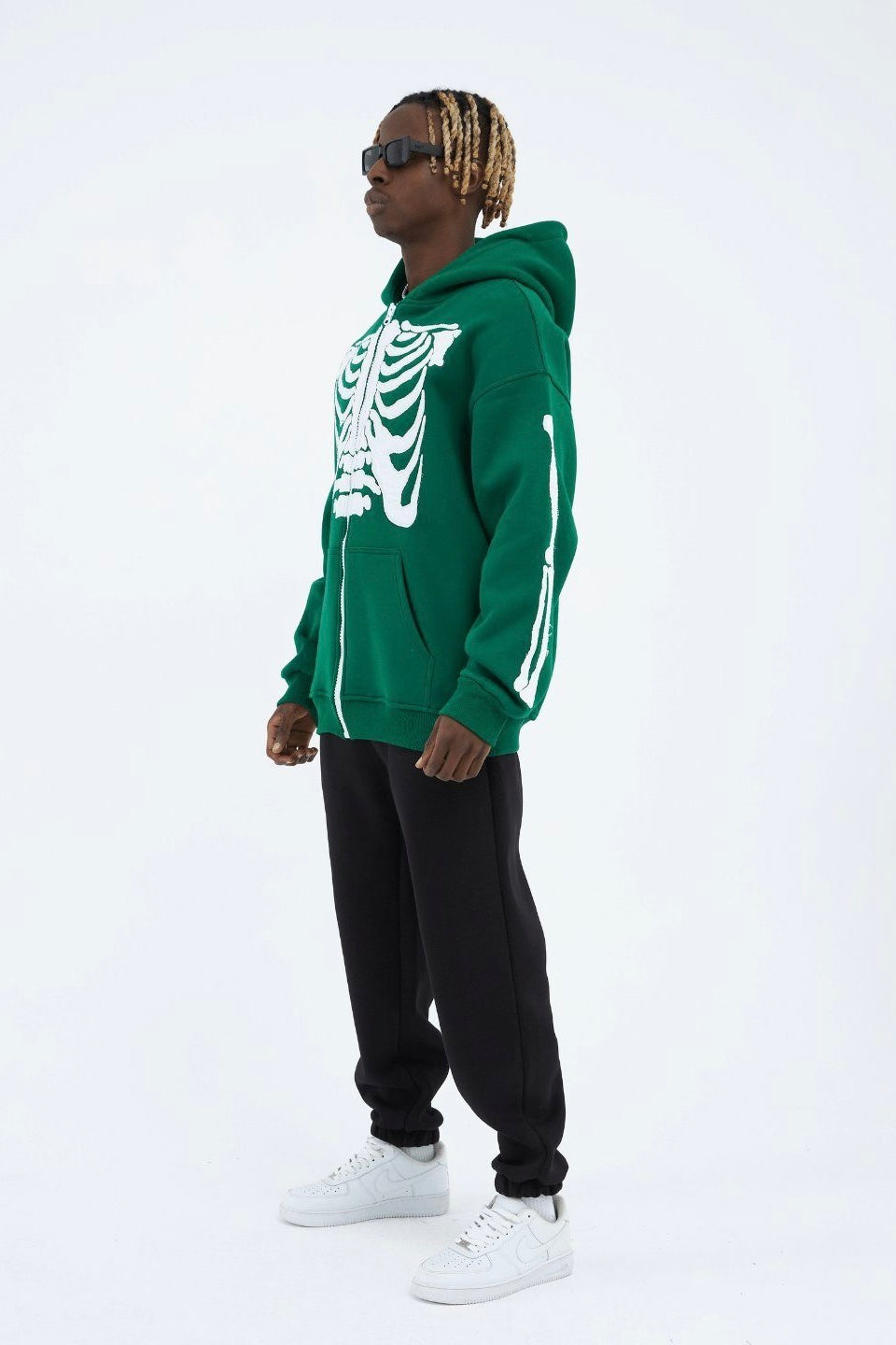Hoodie mit stickerei Skelett Zipper Baumwolle Jacke