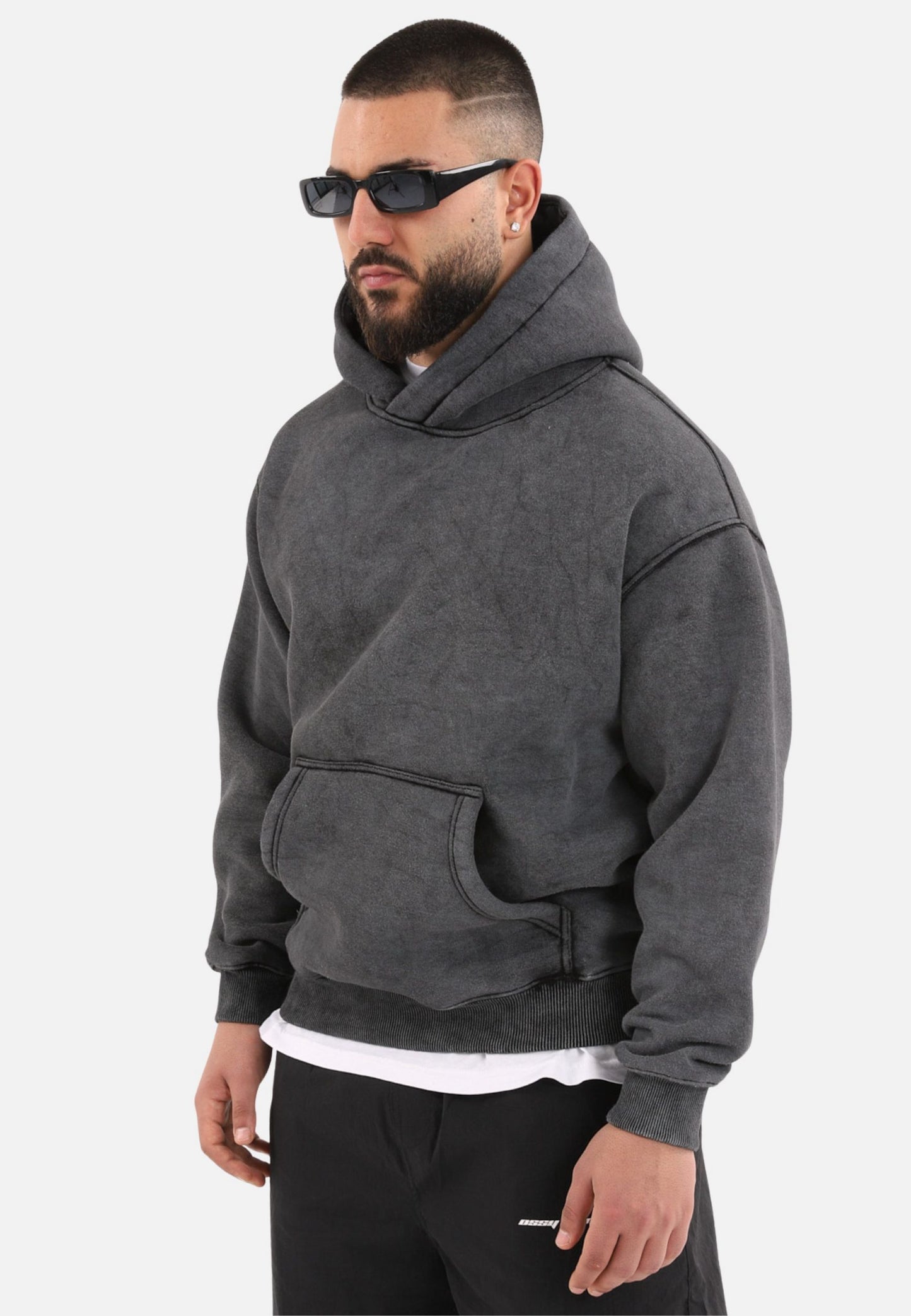 einfarbiger Washed Basic Oversized Hoodie Kapuzenpullover Unisex