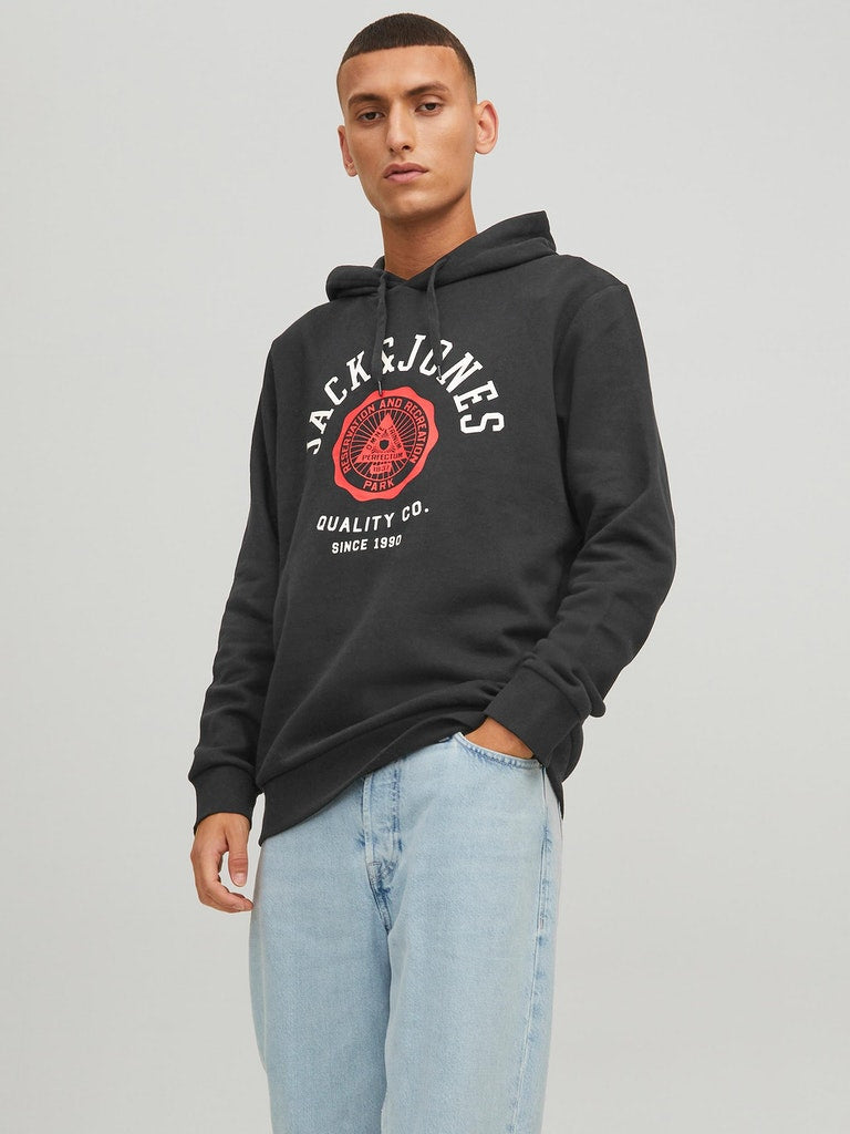 Herren Jack & Jones Warmer Print Hoodie | Logo Sweater Pullover | Basic Kapuzen Sweatshirt L