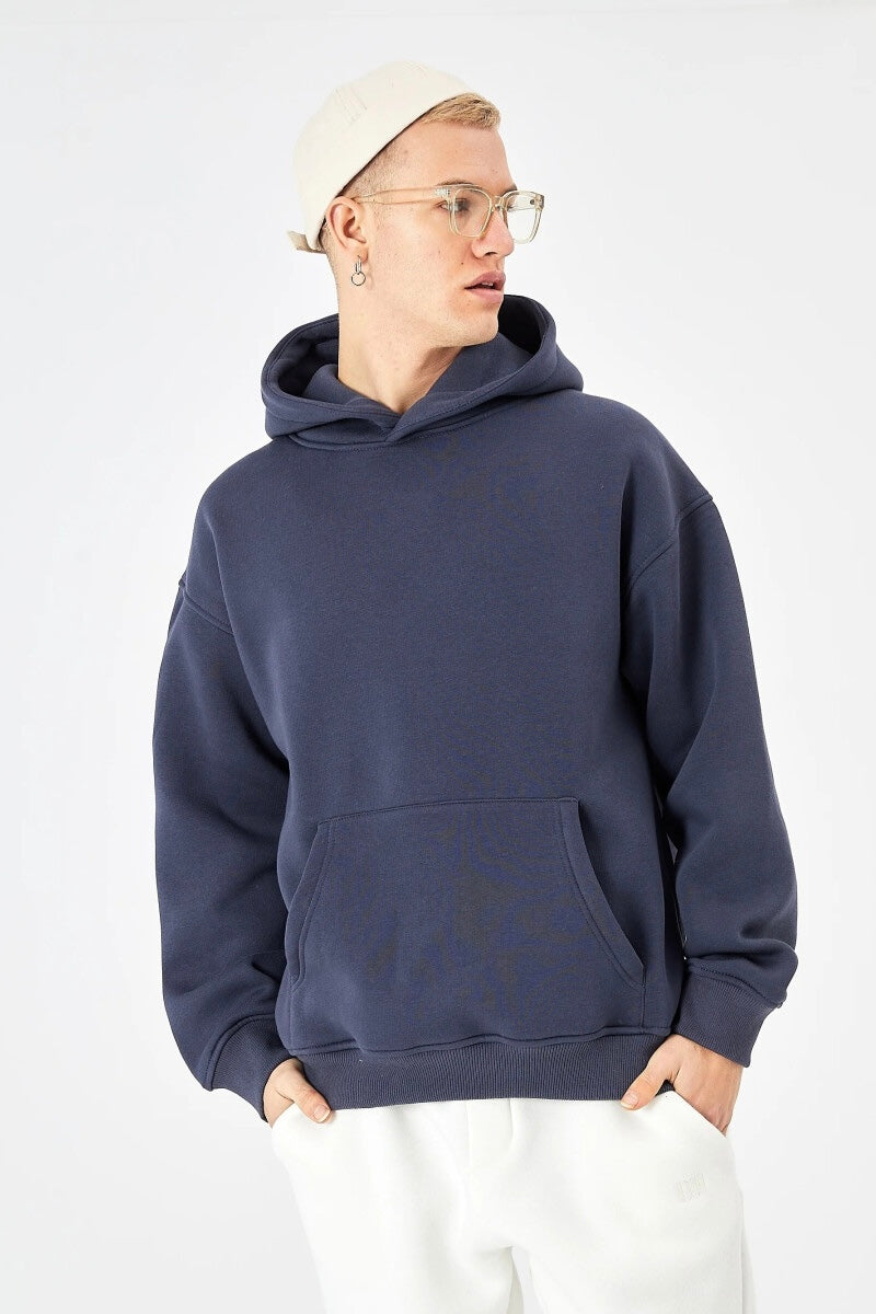 einfarbiger Basic Oversized Hoodie | Premium Herren & Damen Kapuzenpullover Unisex