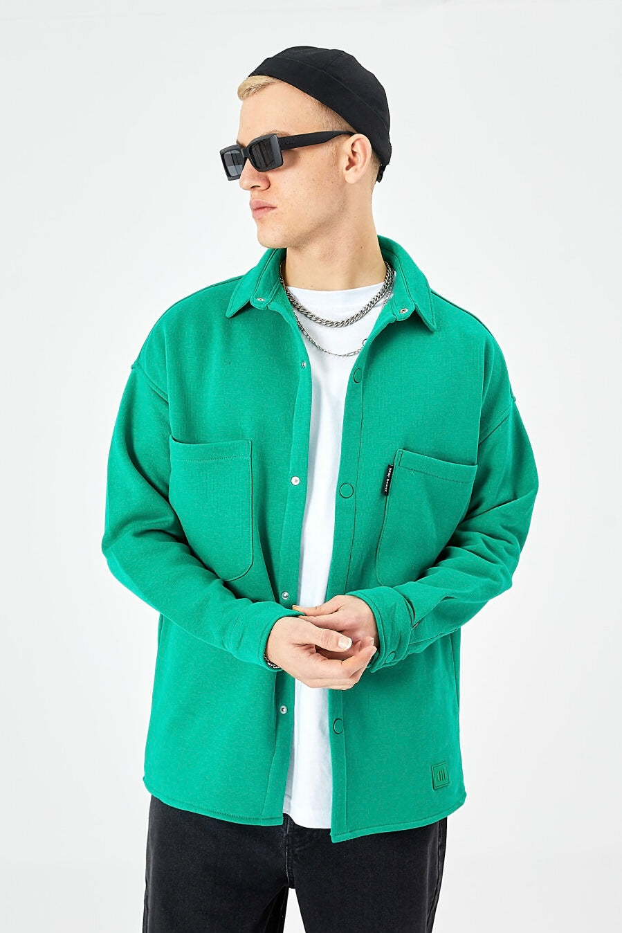 Hemdjacke aus Baumwolle in Oversize Fit Übergangsjacke