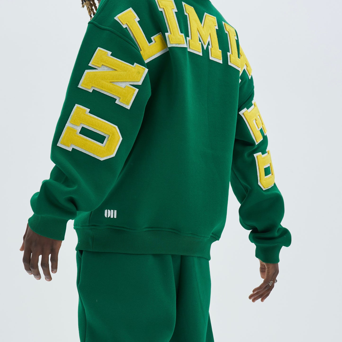 Zipper Drop Shoulder Hoodie "UNLIMITED"