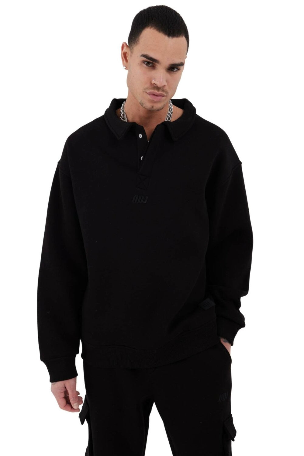 Pullover Shirt Oversize Fit Sweatshirt mit Kragen