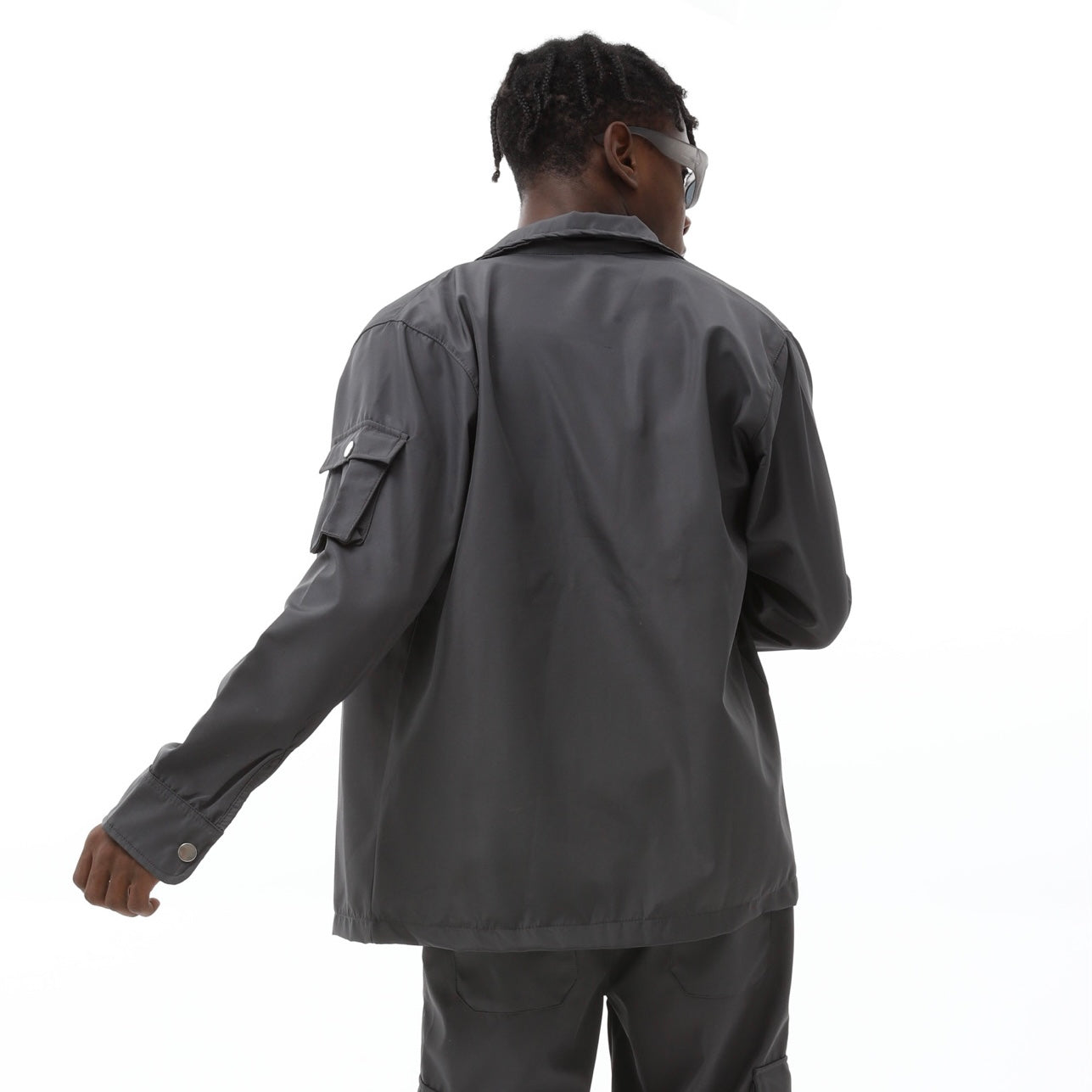 Hemdjacke mit Knöpfen und Taschen langarm Overshirt