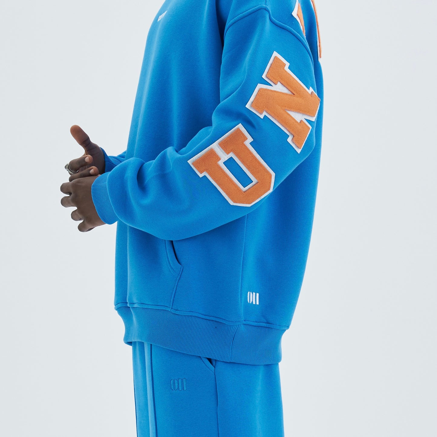 Zipper Drop Shoulder Hoodie "UNLIMITED"