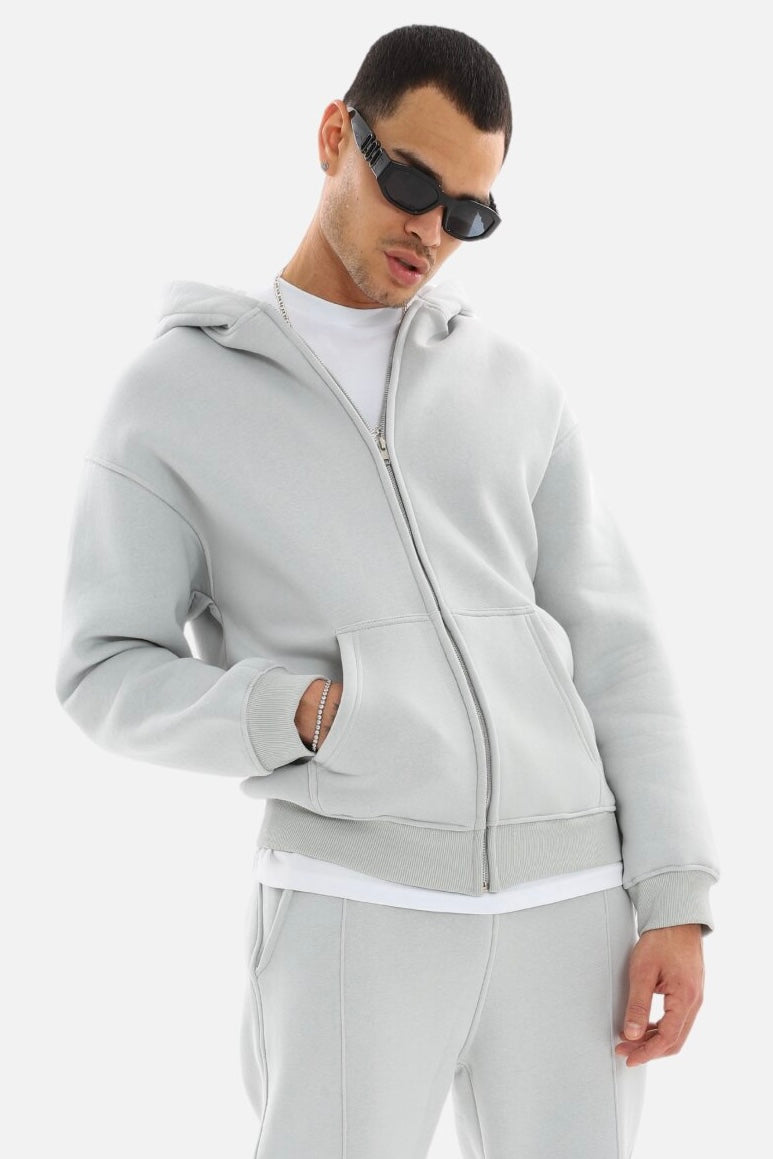 einfarbiger Basic Oversized Zip-Hoodie Sweatjacke Unisex