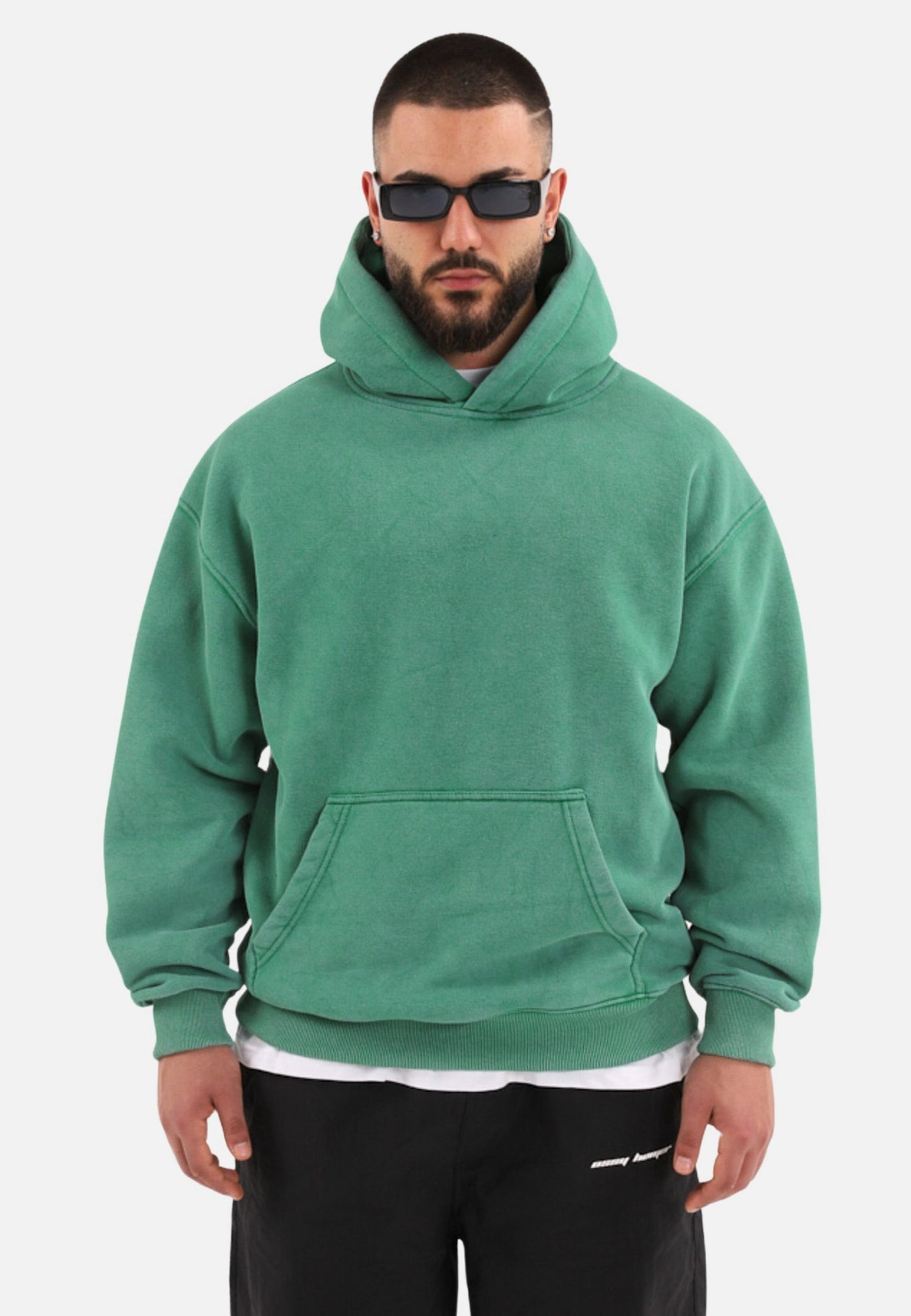 einfarbiger Washed Basic Oversized Hoodie Kapuzenpullover Unisex