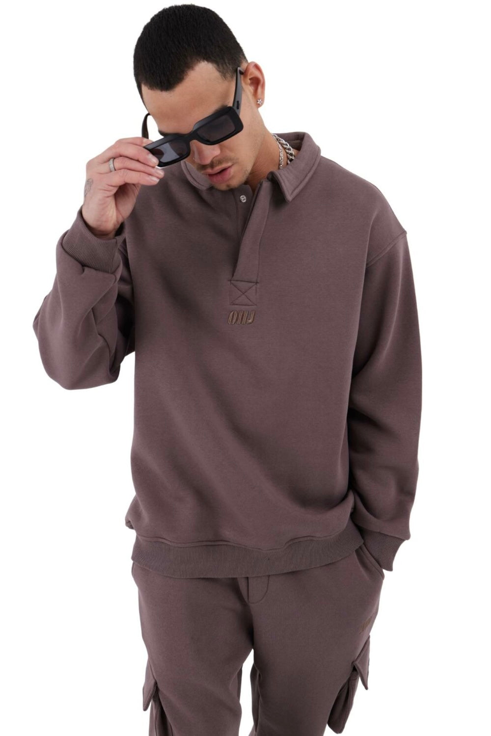 Pullover Shirt Oversize Fit Sweatshirt mit Kragen