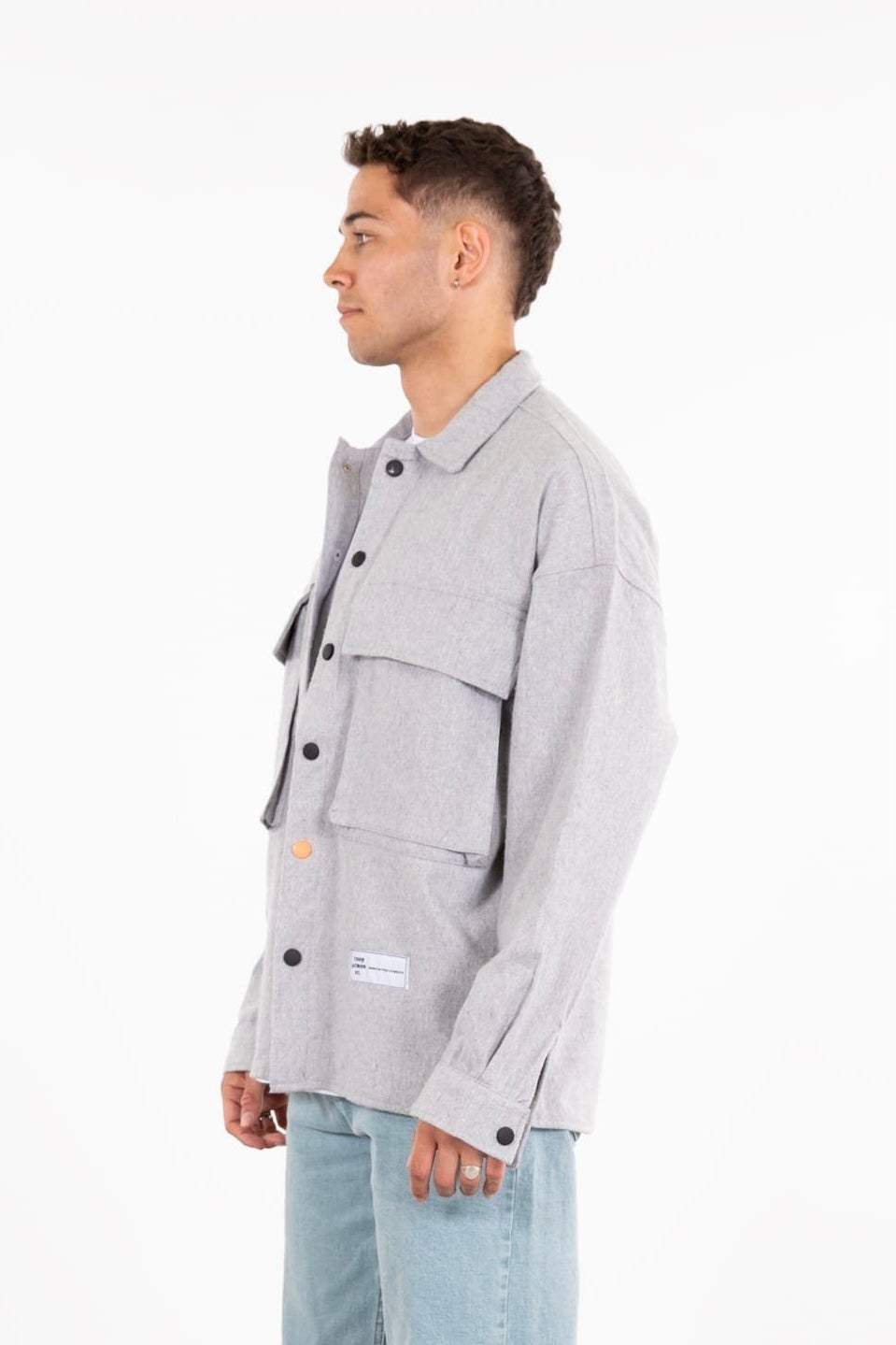 Hemdjacke Oversize Kleidung Hemd Freizeit-Jacke Unisex Überhemd Overshirt