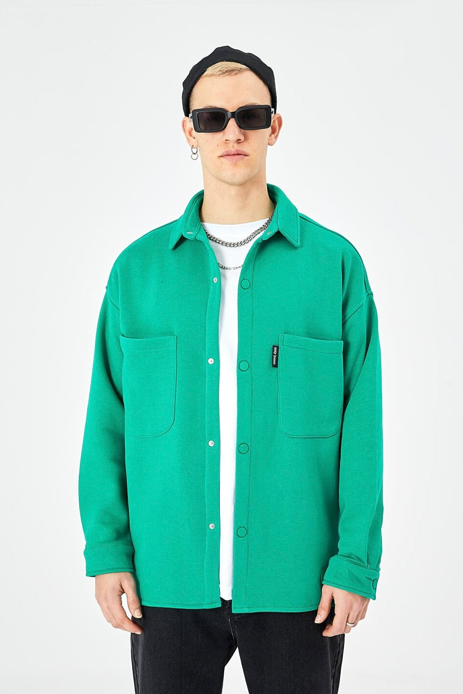 Hemdjacke aus Baumwolle in Oversize Fit Übergangsjacke
