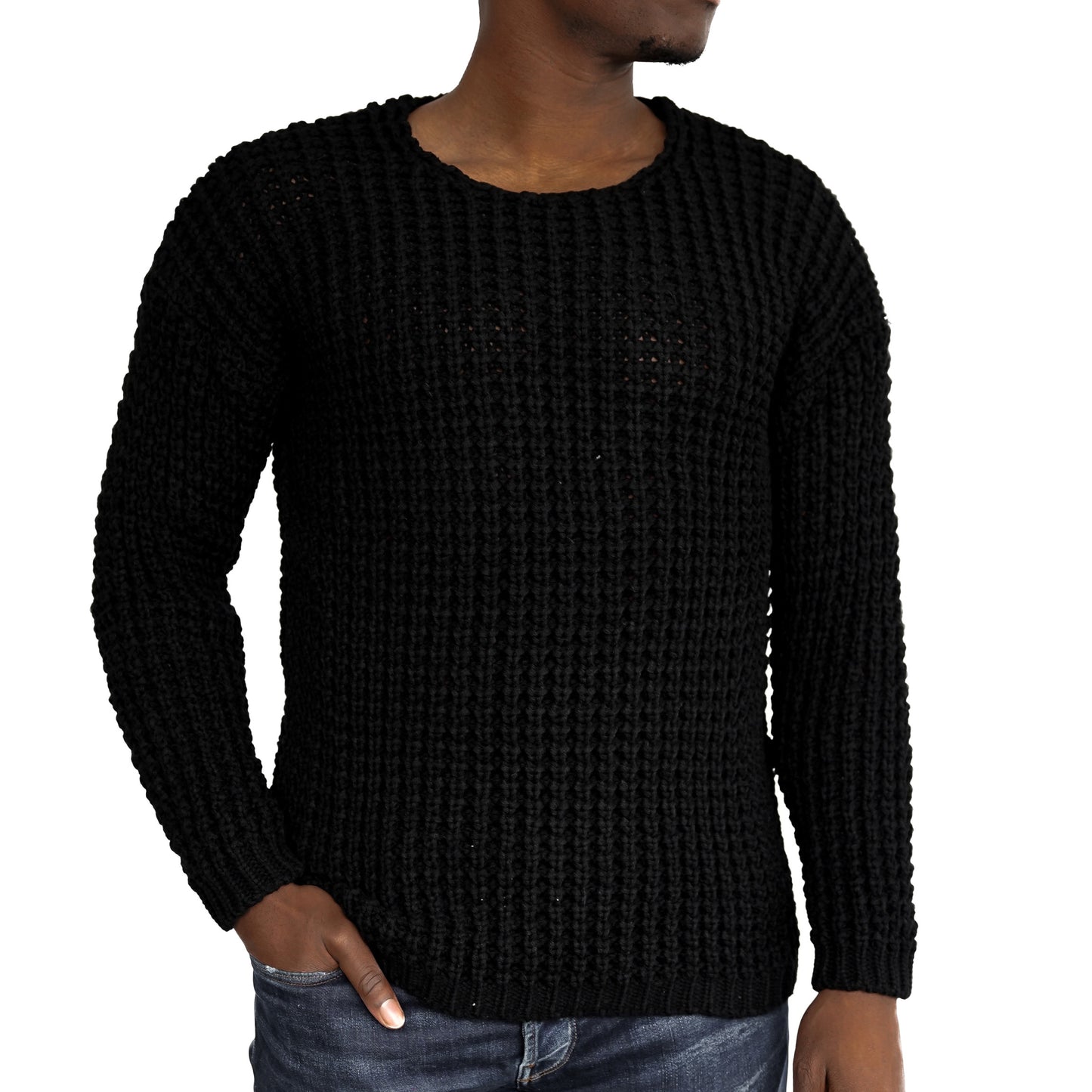 Casual Herren Strickpullover mit Rundhals-Ausschnitt