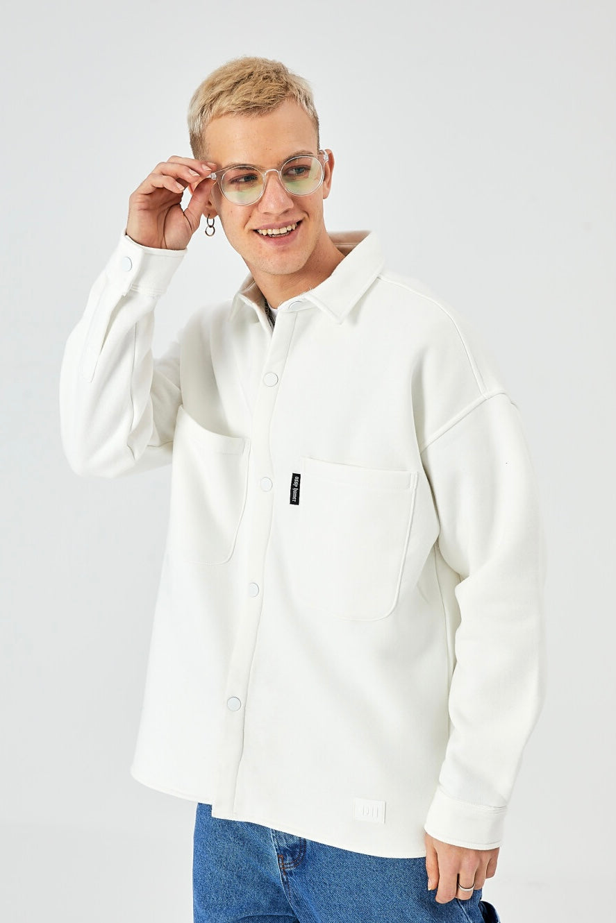 Hemdjacke aus Baumwolle in Oversize Fit Übergangsjacke