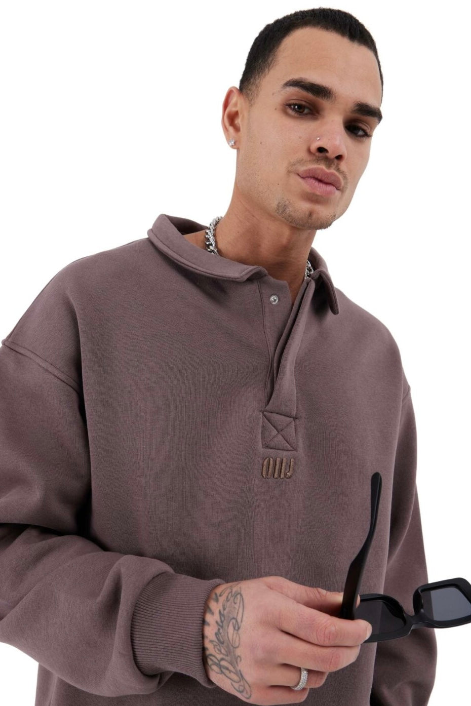 Pullover Shirt Oversize Fit Sweatshirt mit Kragen