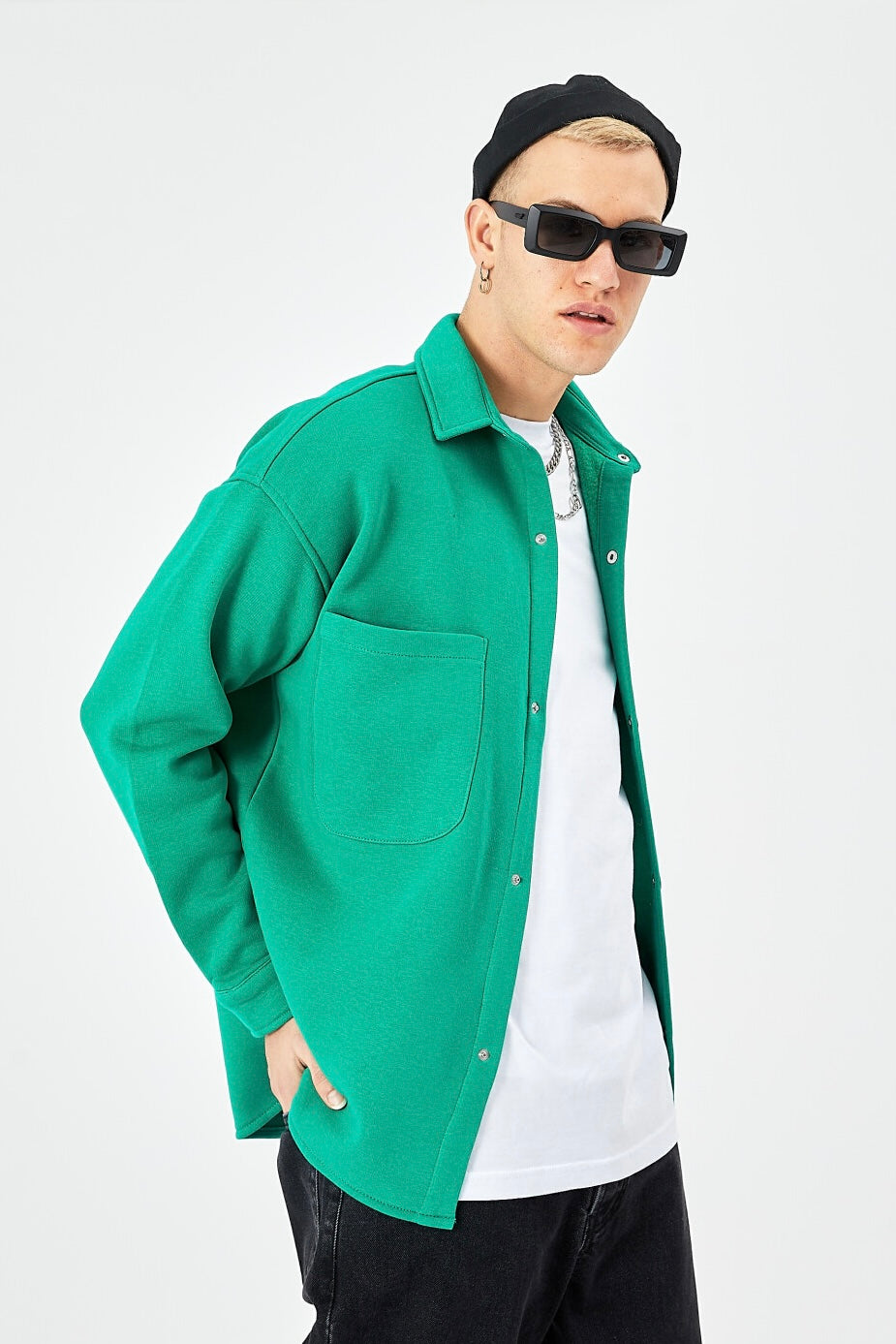 Hemdjacke aus Baumwolle in Oversize Fit Übergangsjacke