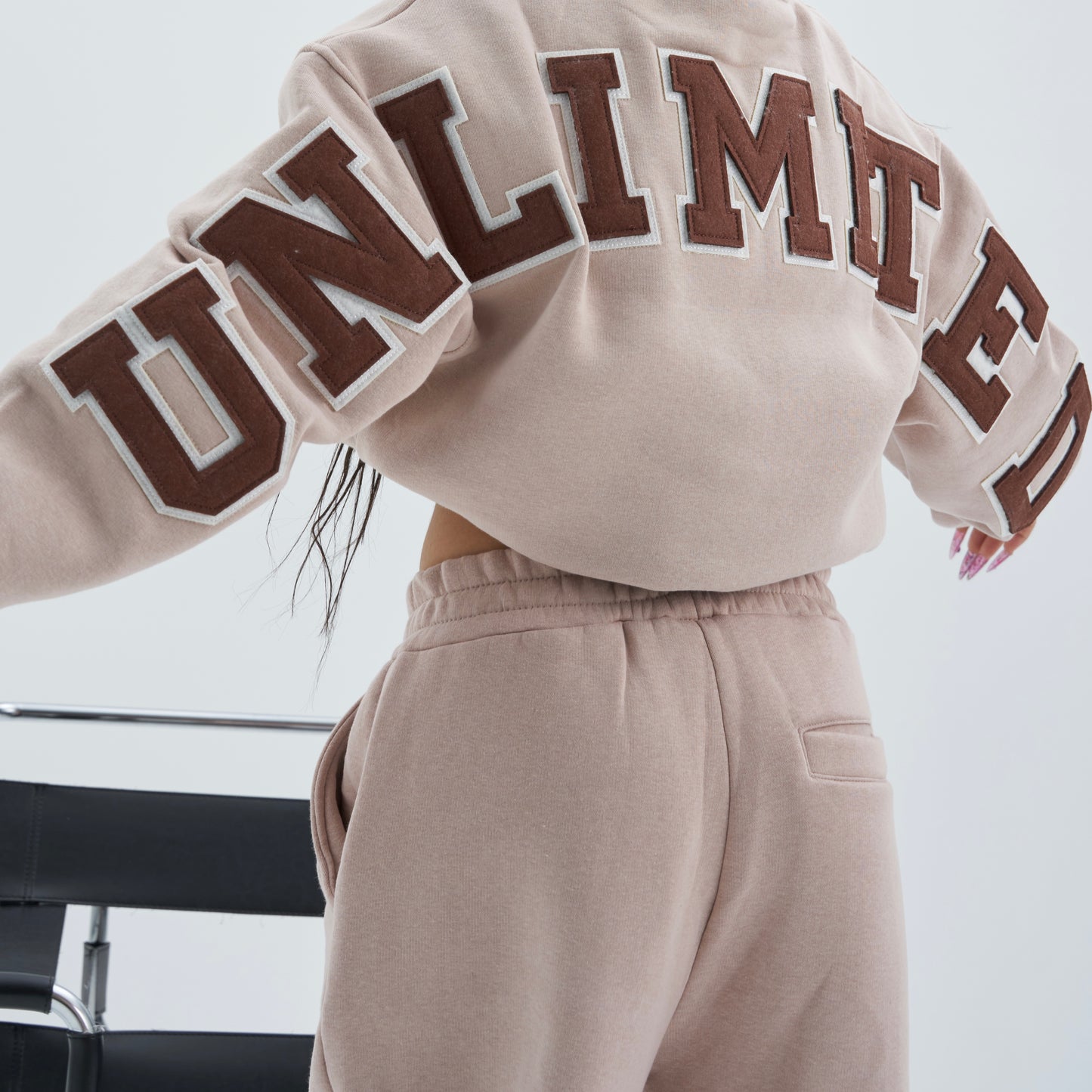 Zipper Drop Shoulder Hoodie "UNLIMITED"