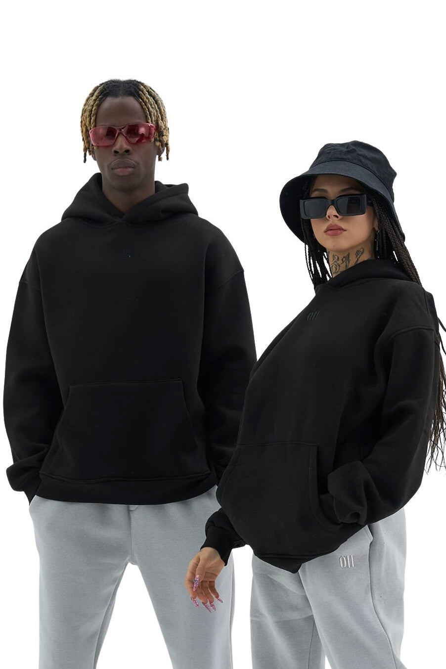 Oversize Hoodie einfarbig Basic Kapuzenpullover Unisex
