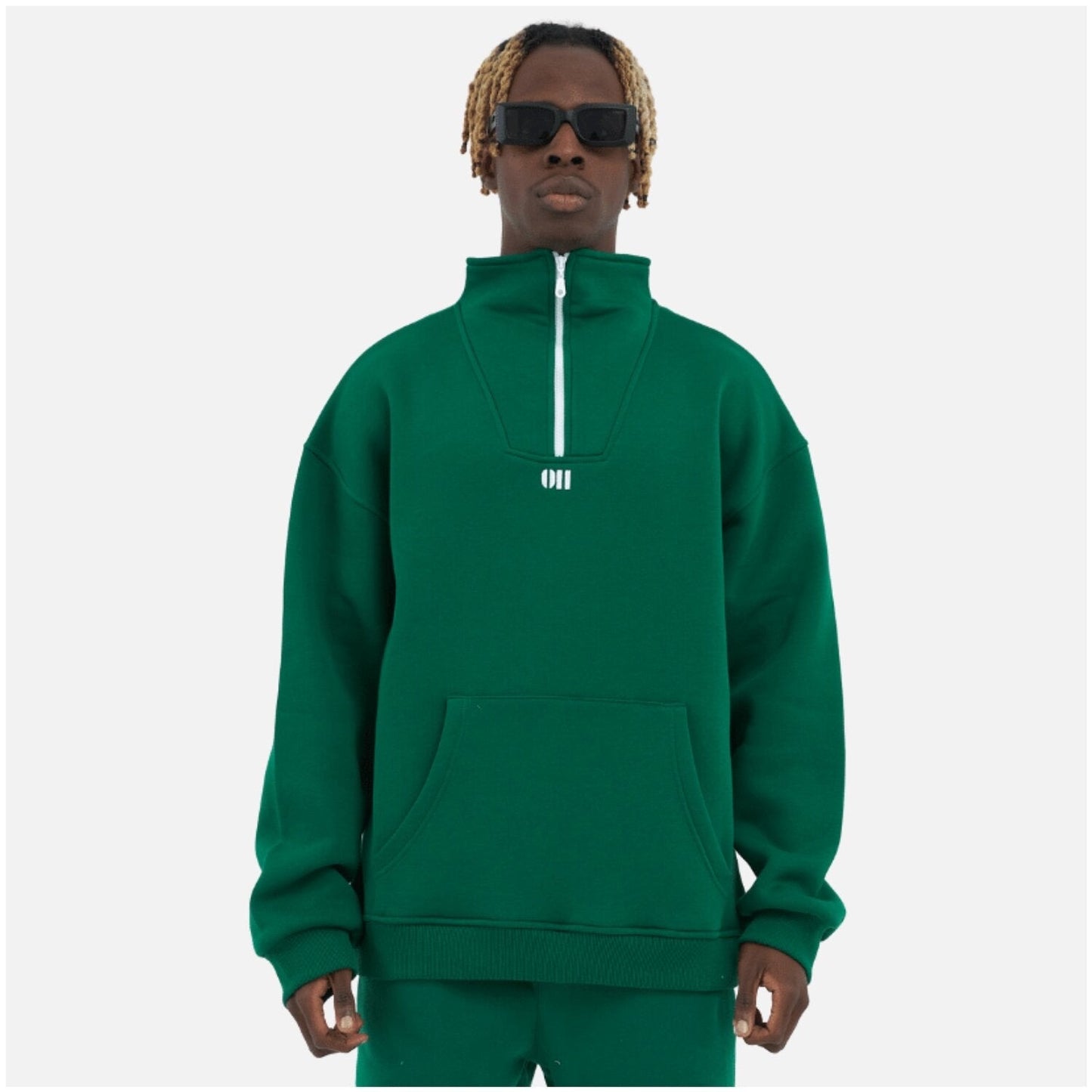 Zipper Drop Shoulder Hoodie "UNLIMITED"