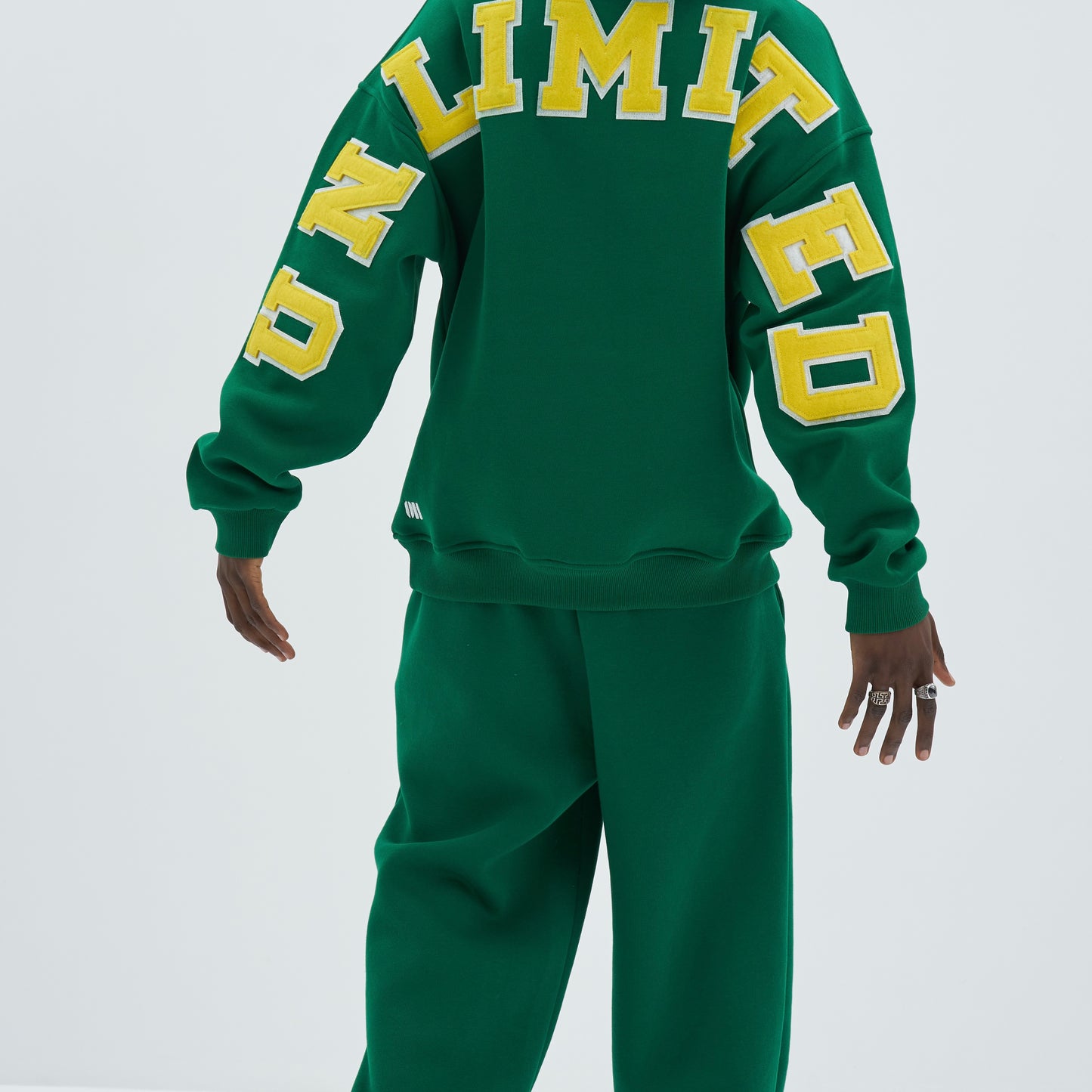 Zipper Drop Shoulder Hoodie "UNLIMITED"