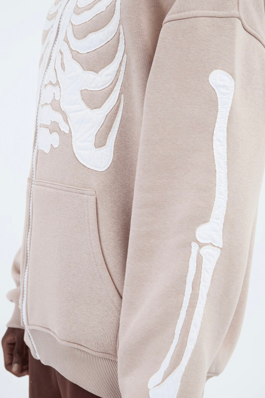 Hoodie mit stickerei Skelett Zipper Baumwolle Jacke