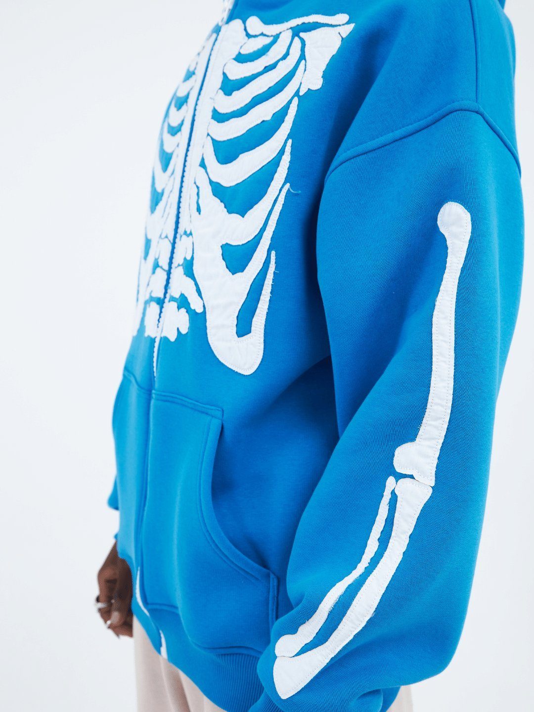 Hoodie mit stickerei Skelett Zipper Baumwolle Jacke