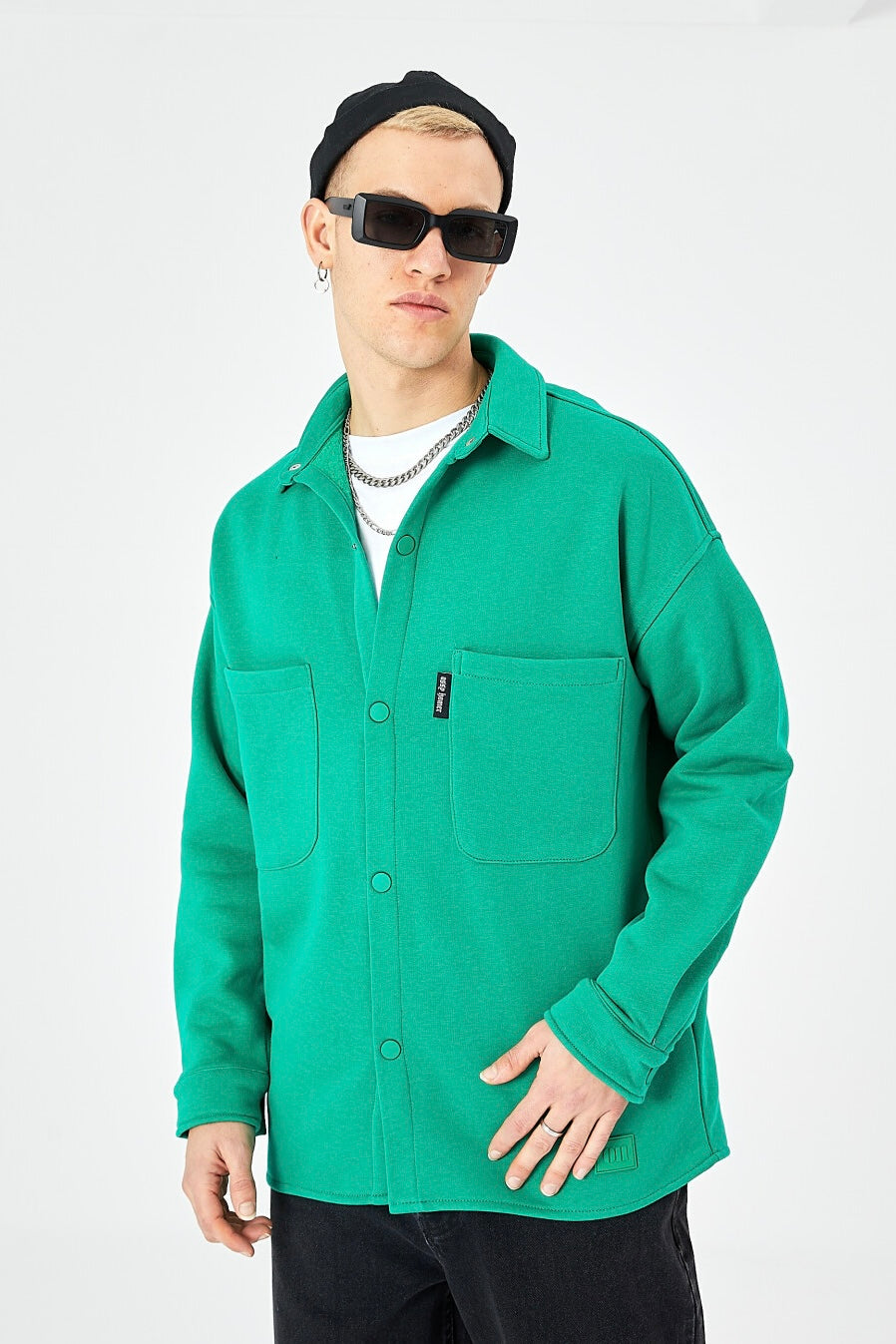 Hemdjacke aus Baumwolle in Oversize Fit Übergangsjacke