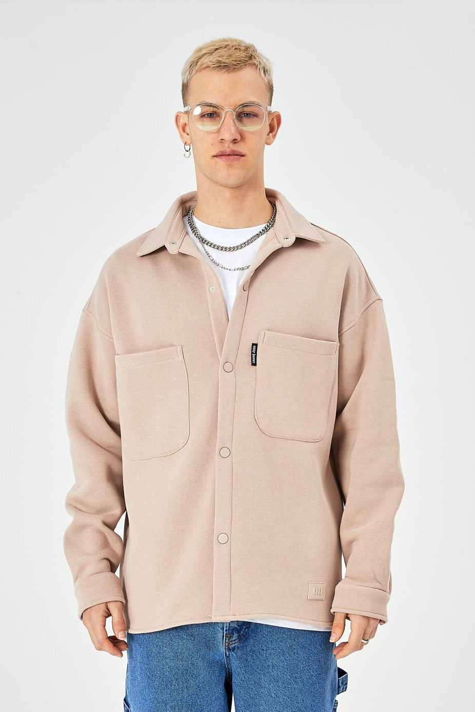 Hemdjacke aus Baumwolle in Oversize Fit Übergangsjacke