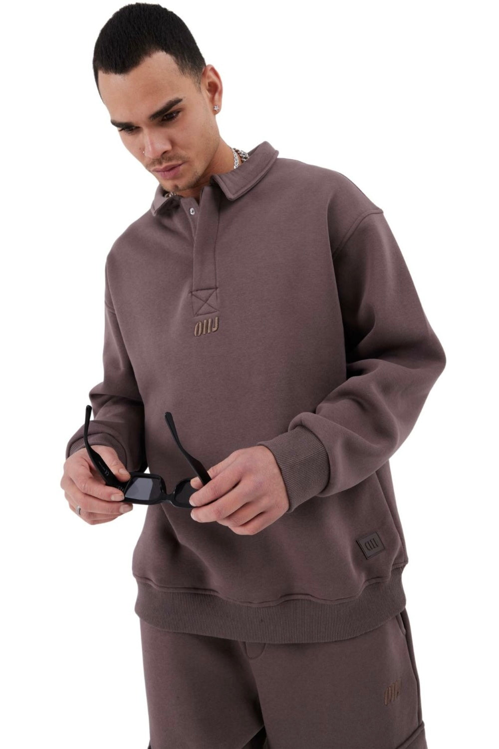 Pullover Shirt Oversize Fit Sweatshirt mit Kragen