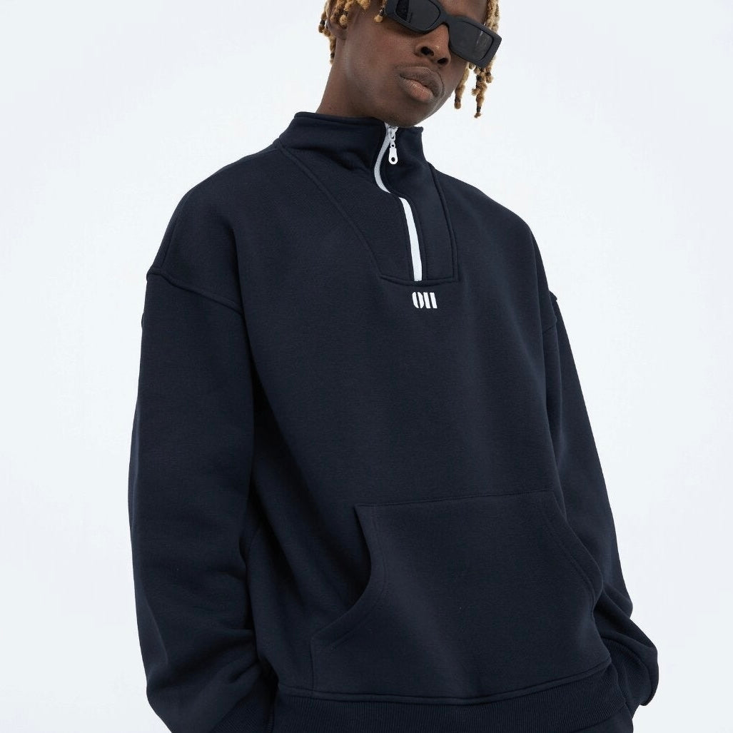 Zipper Drop Shoulder Hoodie "UNLIMITED"