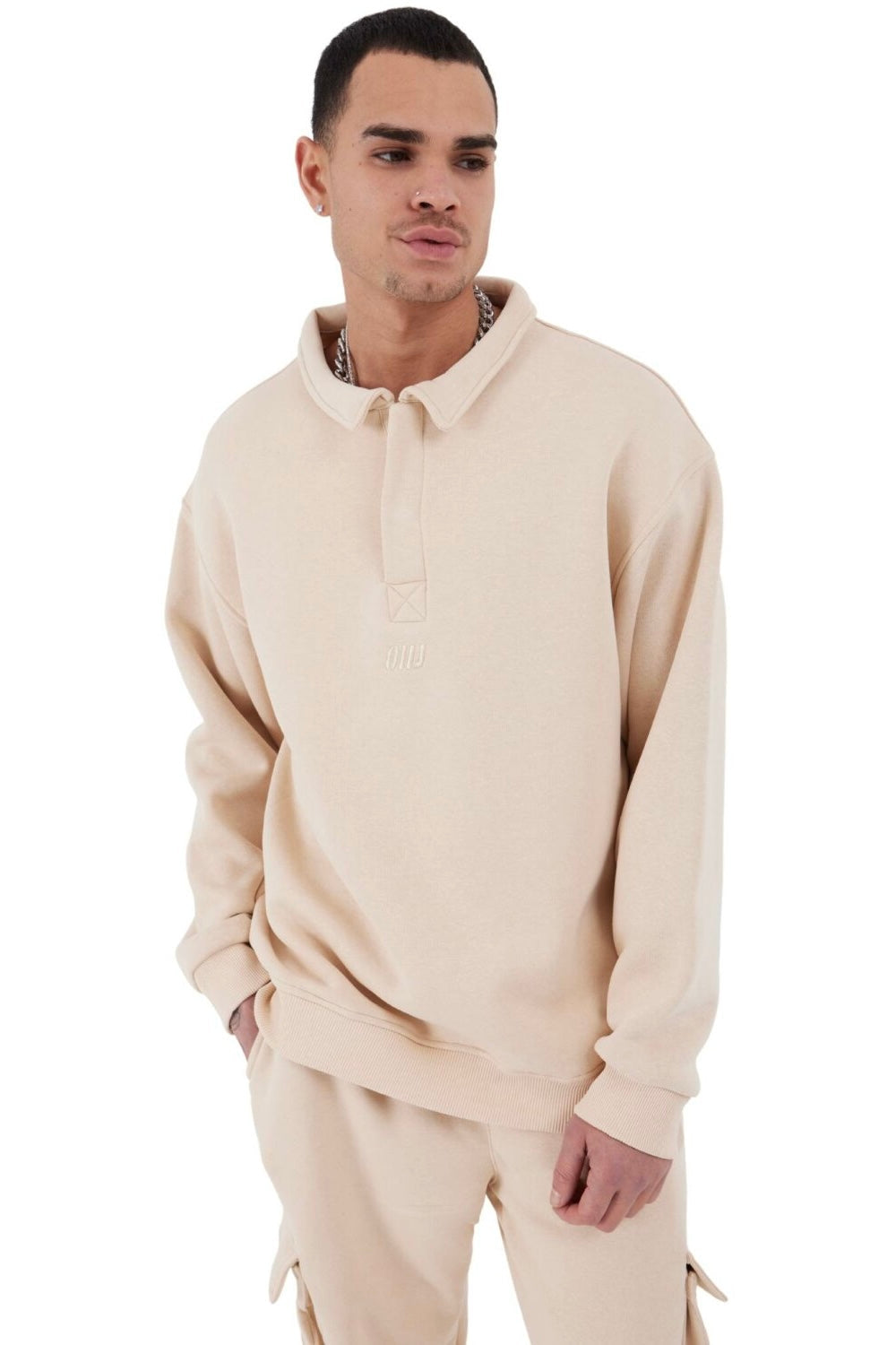 Pullover Shirt Oversize Fit Sweatshirt mit Kragen
