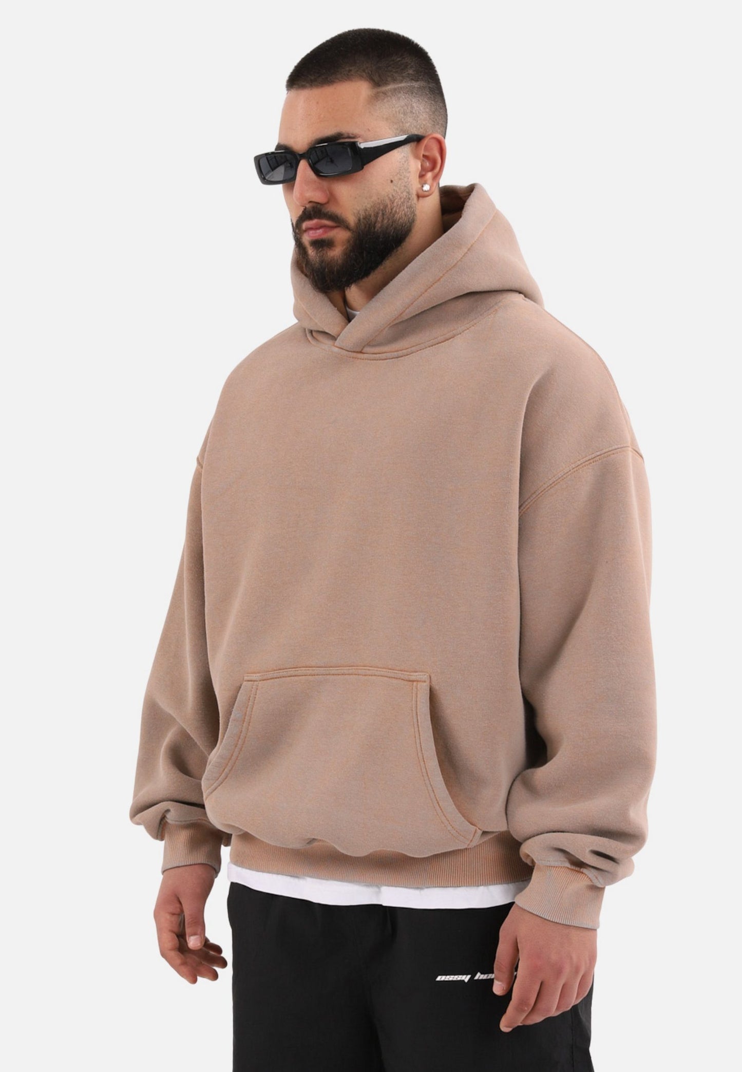 einfarbiger Washed Basic Oversized Hoodie Kapuzenpullover Unisex