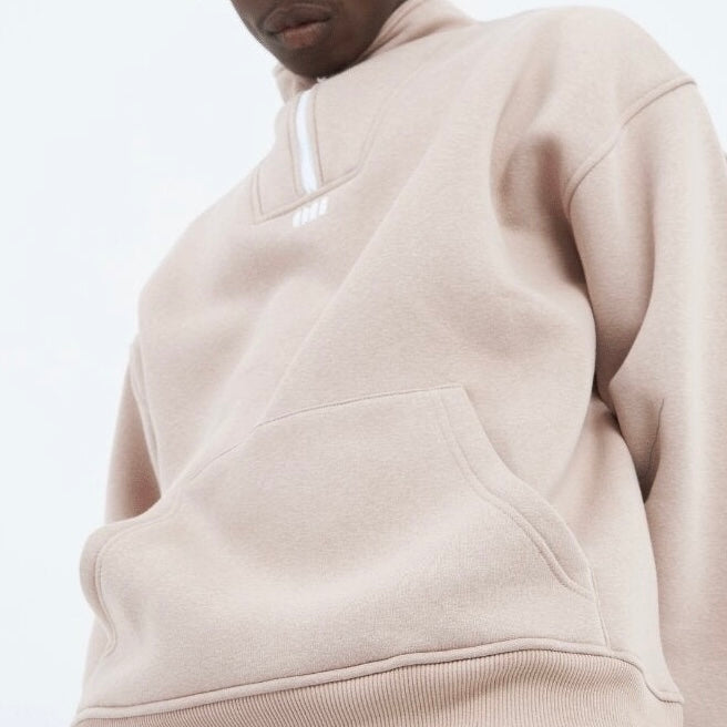 Zipper Drop Shoulder Hoodie "UNLIMITED"