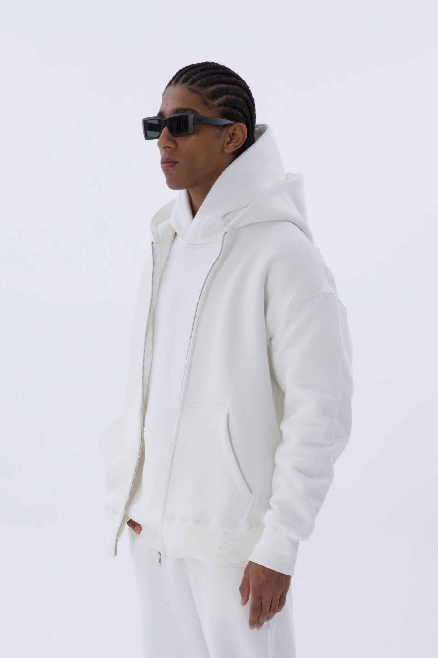einfarbiger Basic Oversized Zip-Hoodie Sweatjacke Unisex