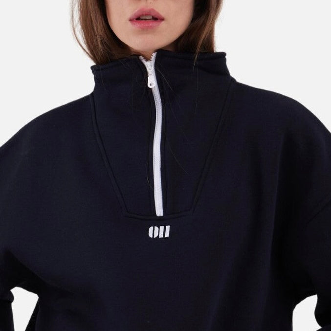 Zipper Drop Shoulder Hoodie "UNLIMITED"