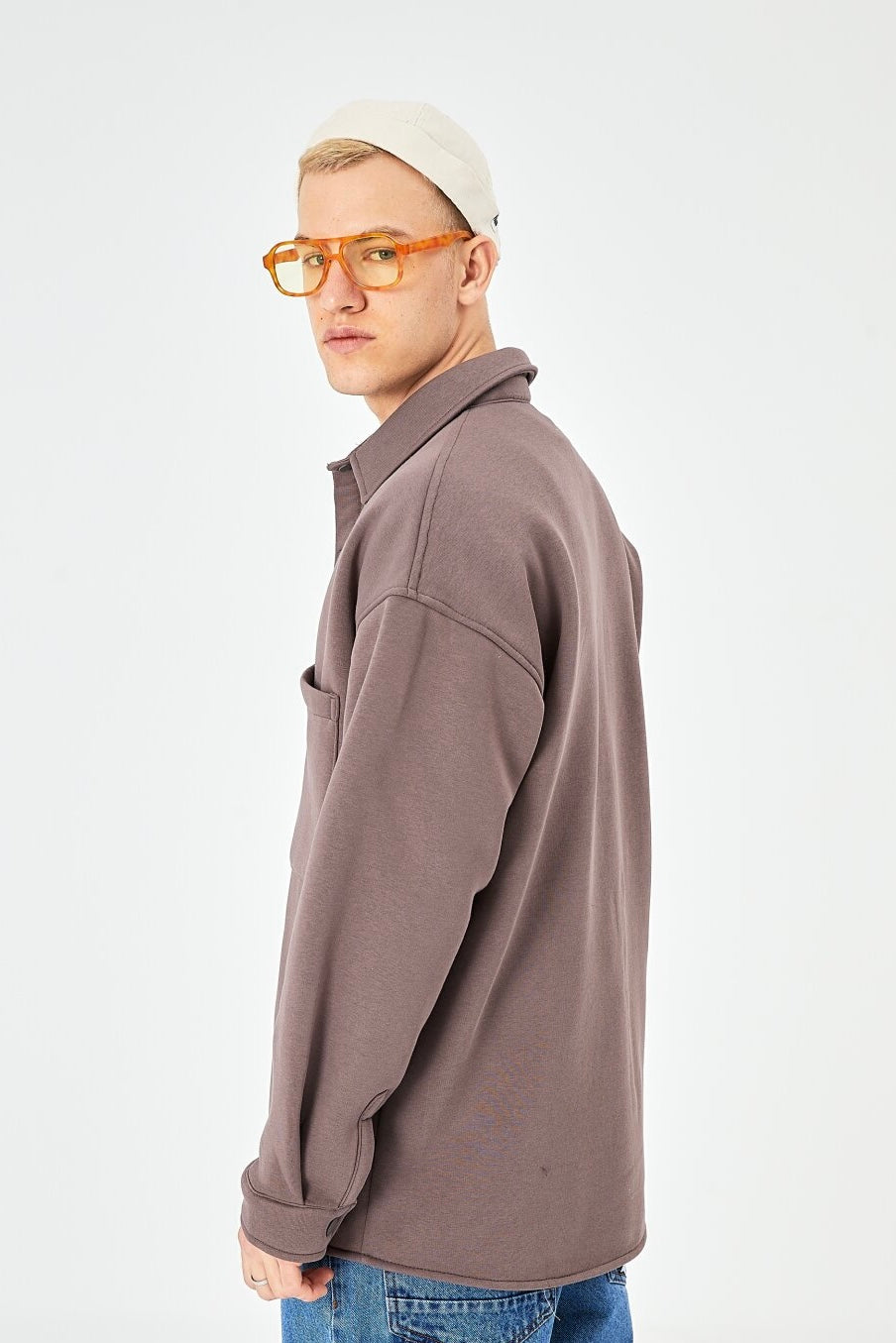 Hemdjacke aus Baumwolle in Oversize Fit Übergangsjacke