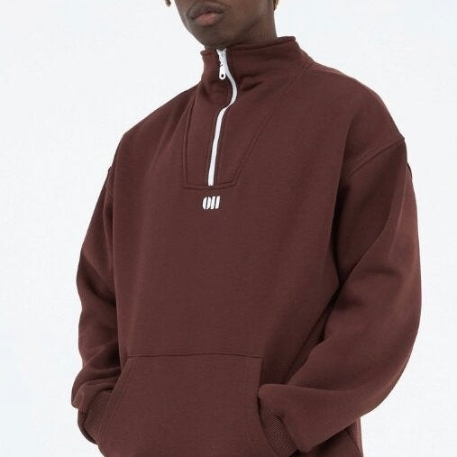 Zipper Drop Shoulder Hoodie "UNLIMITED"