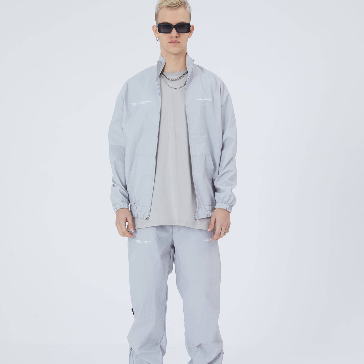 Jogginganzug Oberteil Oversize Fit Polyamid Sweatshirt mit Reißverschluß